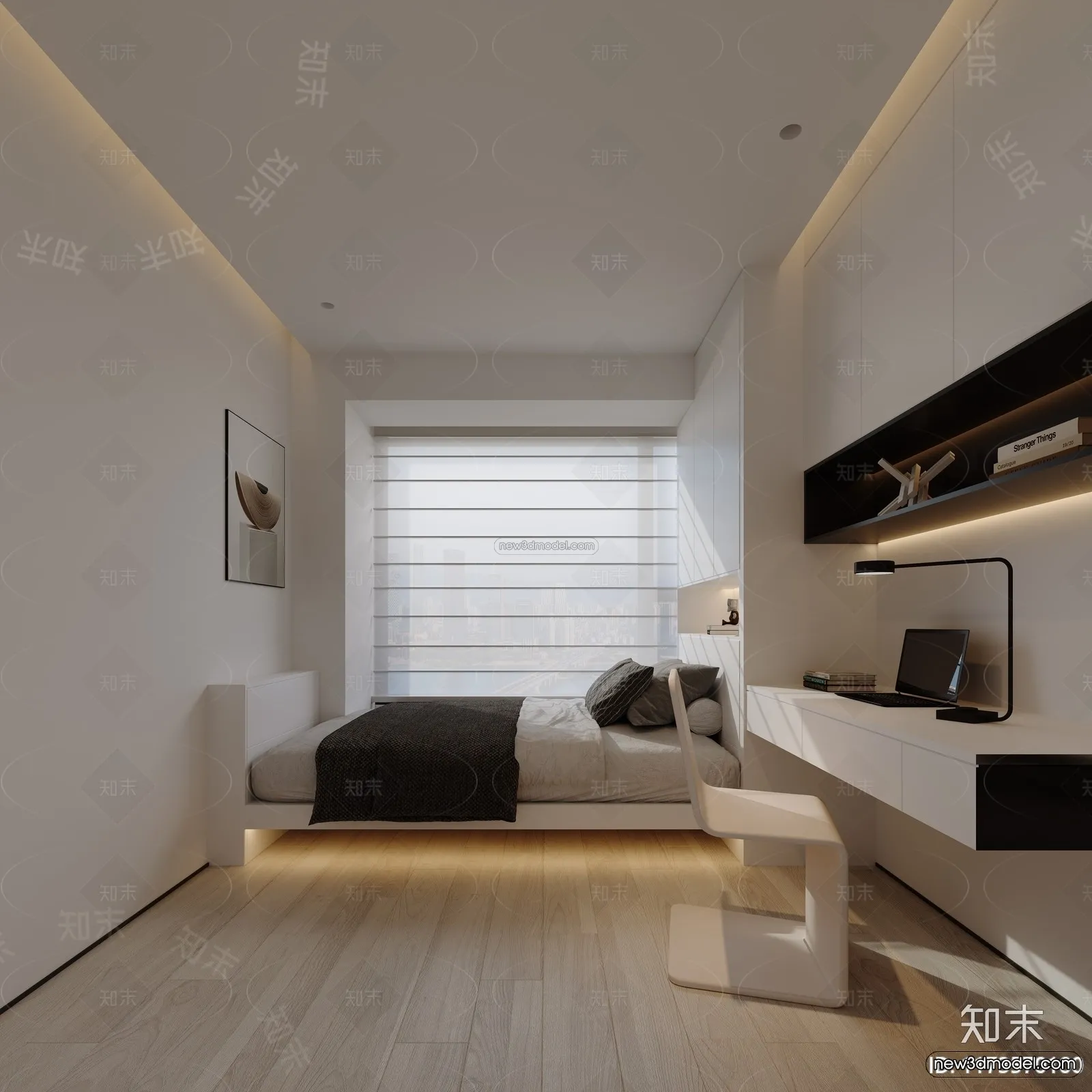 Modern Style Interior 3D Blocks and 3D Models - Bedroom 3D Scene - 534