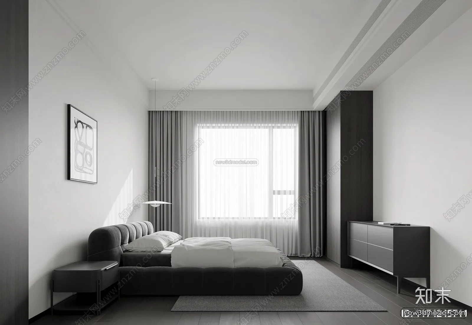 Modern Style Interior 3D Blocks and 3D Models - Bedroom 3D Scene - 537