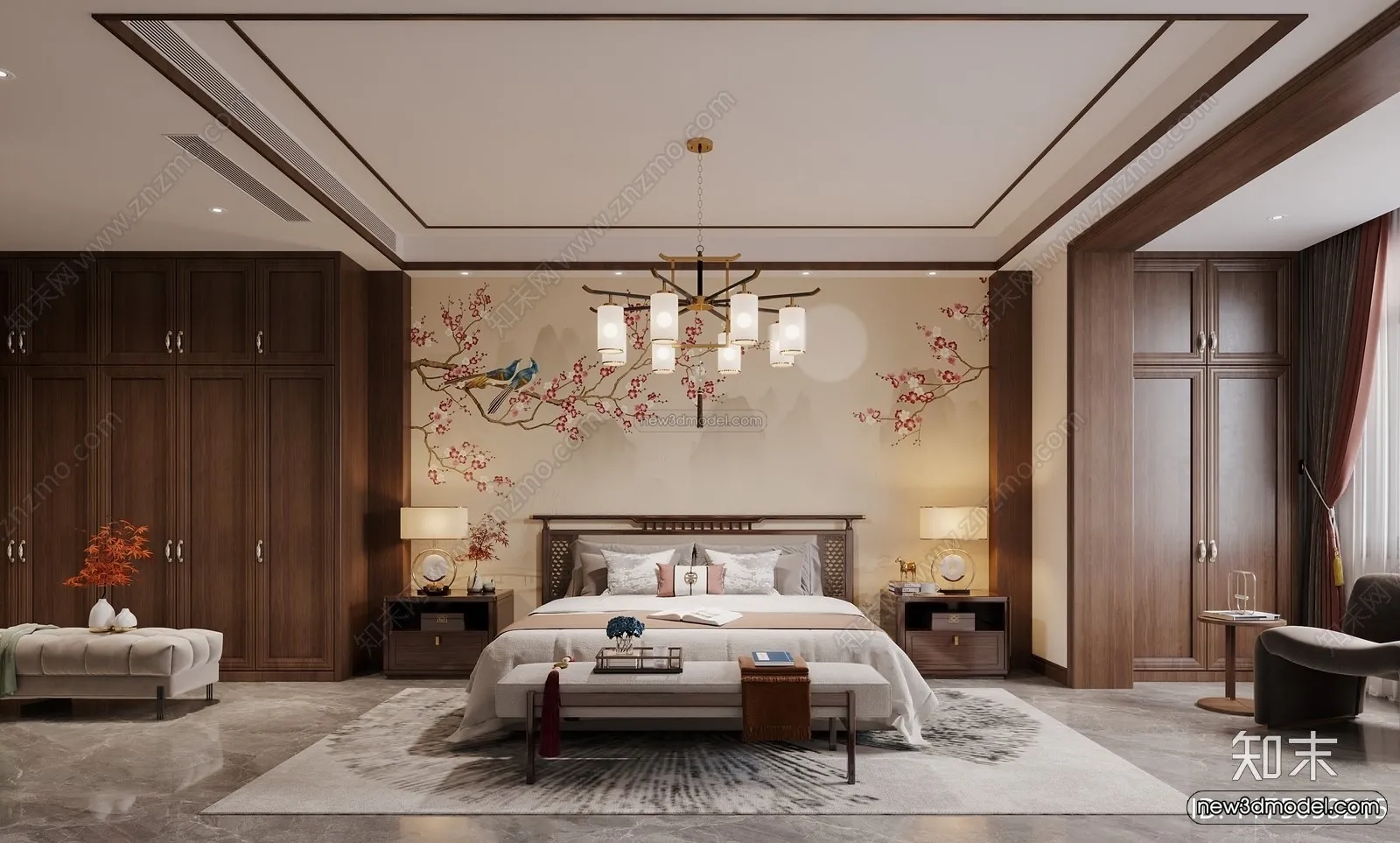 Modern Style Interior 3D Blocks and 3D Models - Bedroom 3D Scene - 540