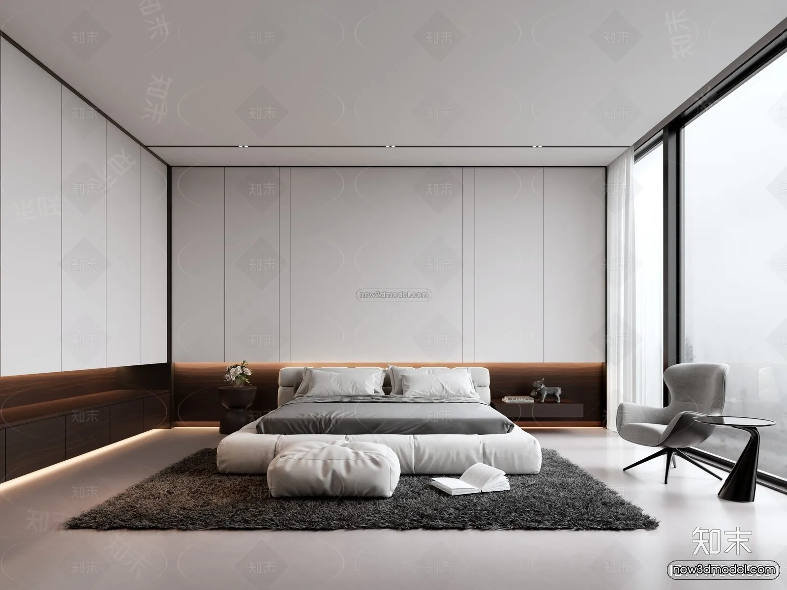 Modern Style Interior 3D Blocks and 3D Models - Bedroom 3D Scene - 542