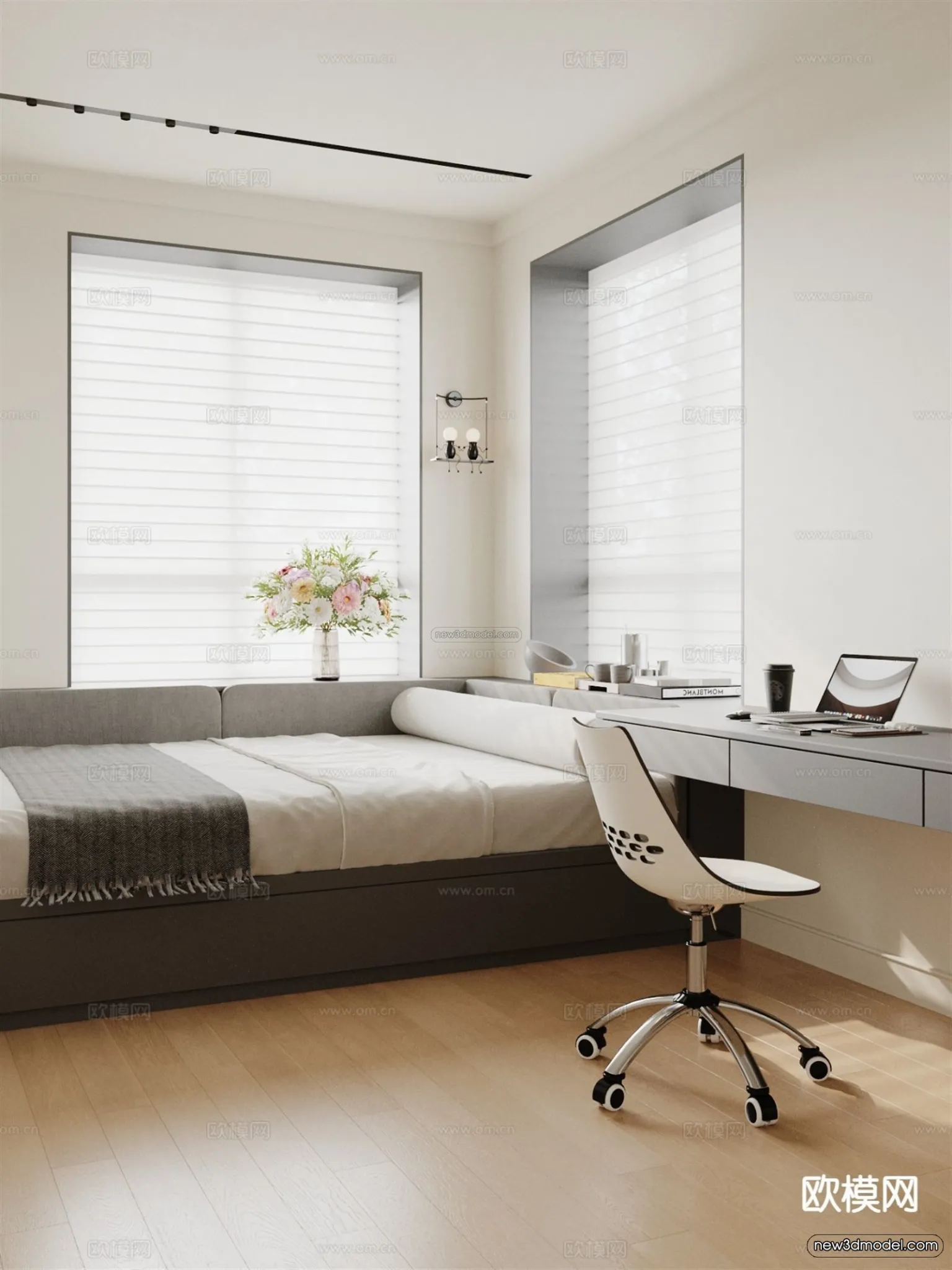 Modern Style Interior 3D Blocks and 3D Models - Bedroom 3D Scene - 543