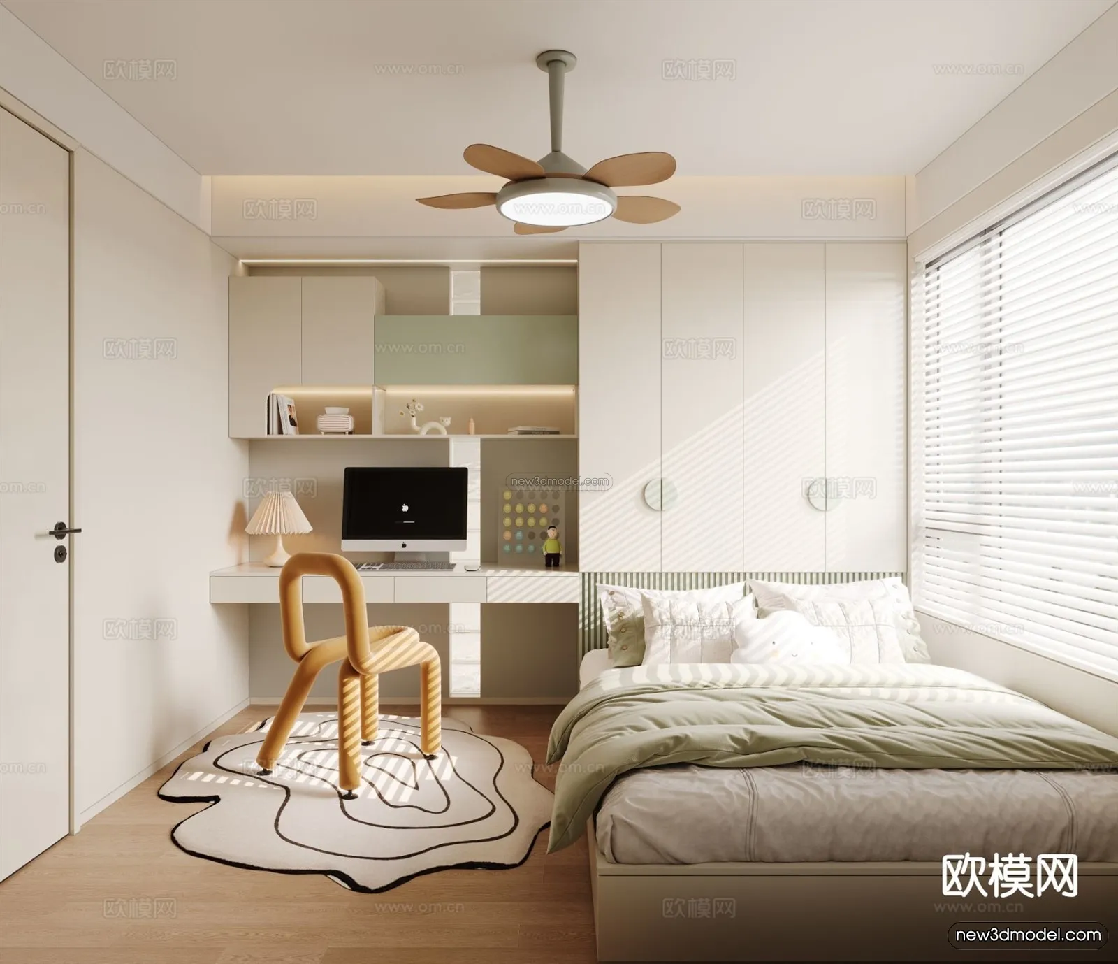 Modern Style Interior 3D Blocks and 3D Models - Bedroom 3D Scene - 544