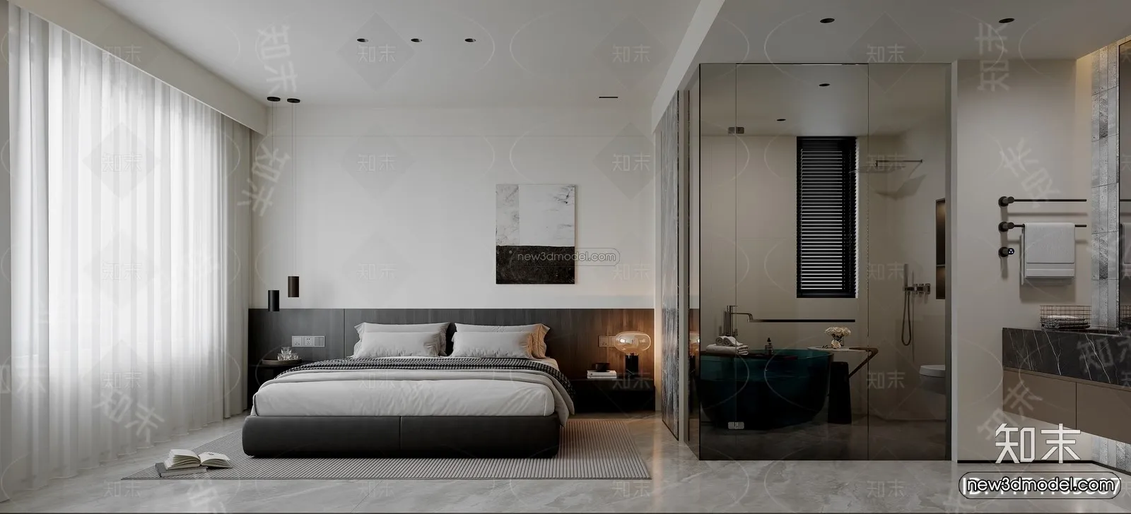 Modern Style Interior 3D Blocks and 3D Models - Bedroom 3D Scene - 545