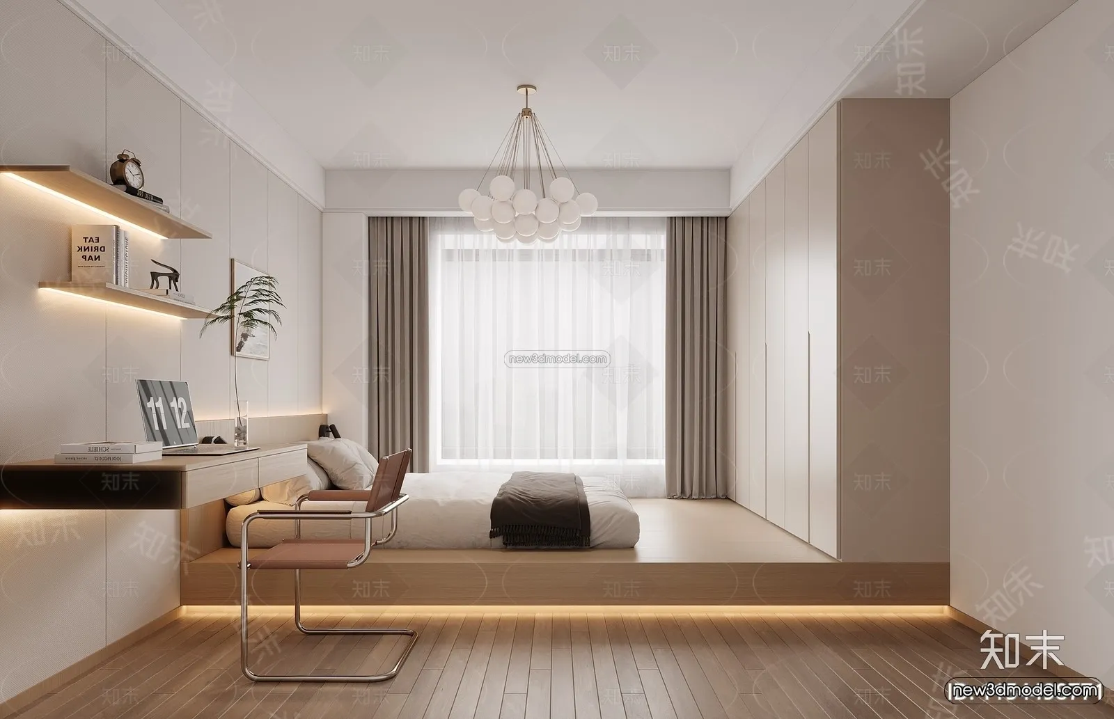 Modern Style Interior 3D Blocks and 3D Models - Bedroom 3D Scene - 546