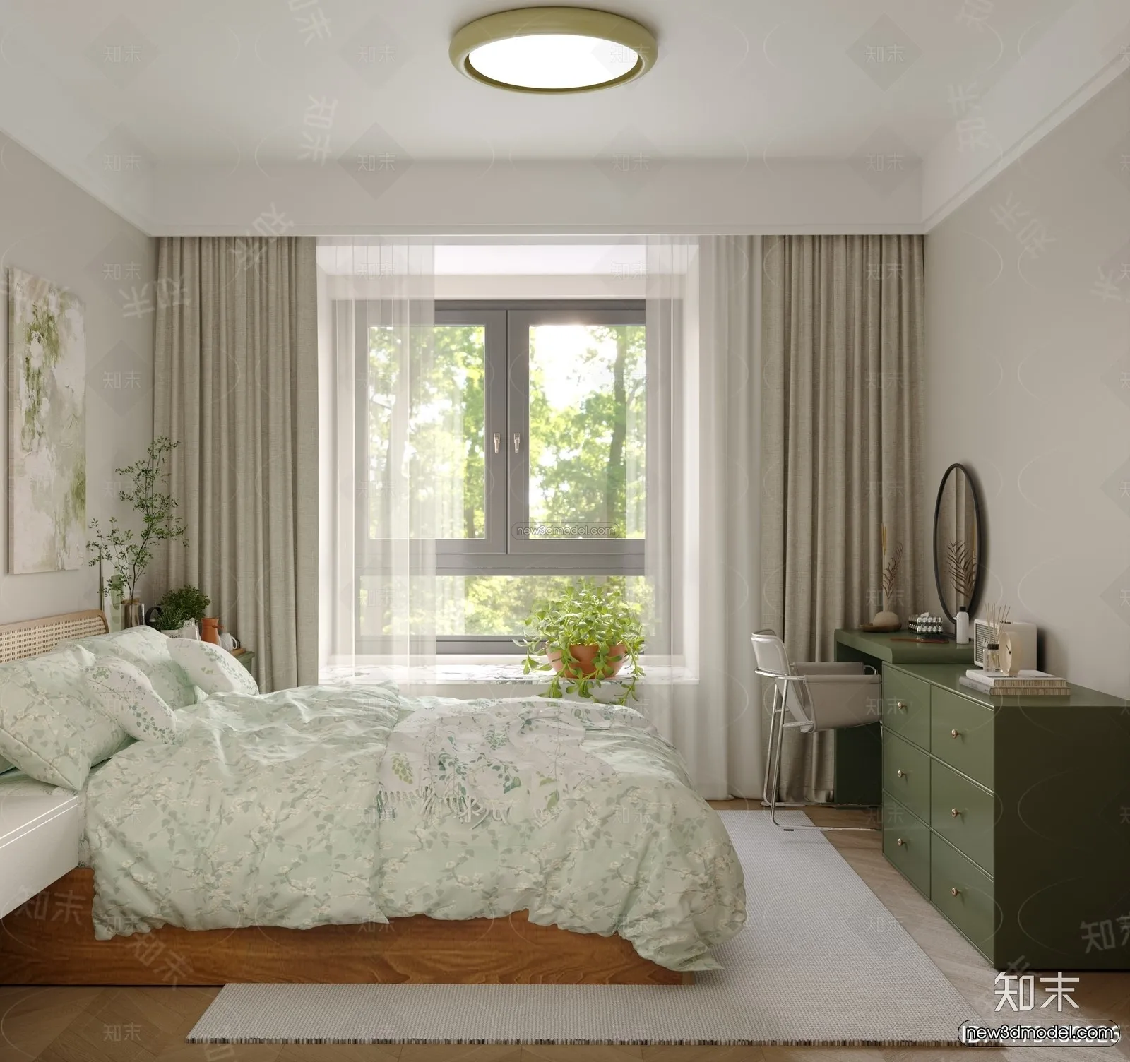 Modern Style Interior 3D Blocks and 3D Models - Bedroom 3D Scene - 548