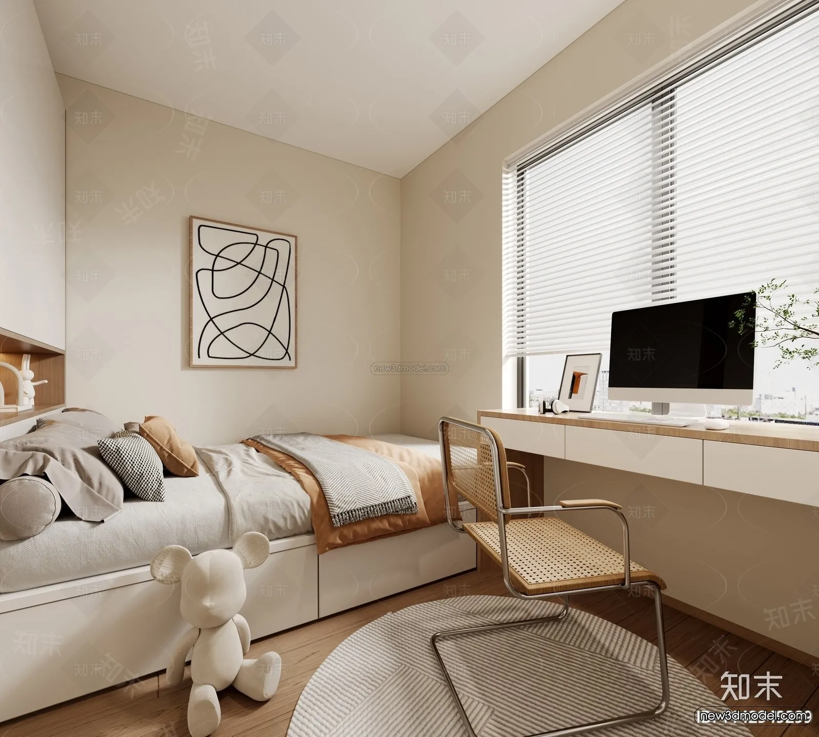 Modern Style Interior 3D Blocks and 3D Models - Bedroom 3D Scene - 549