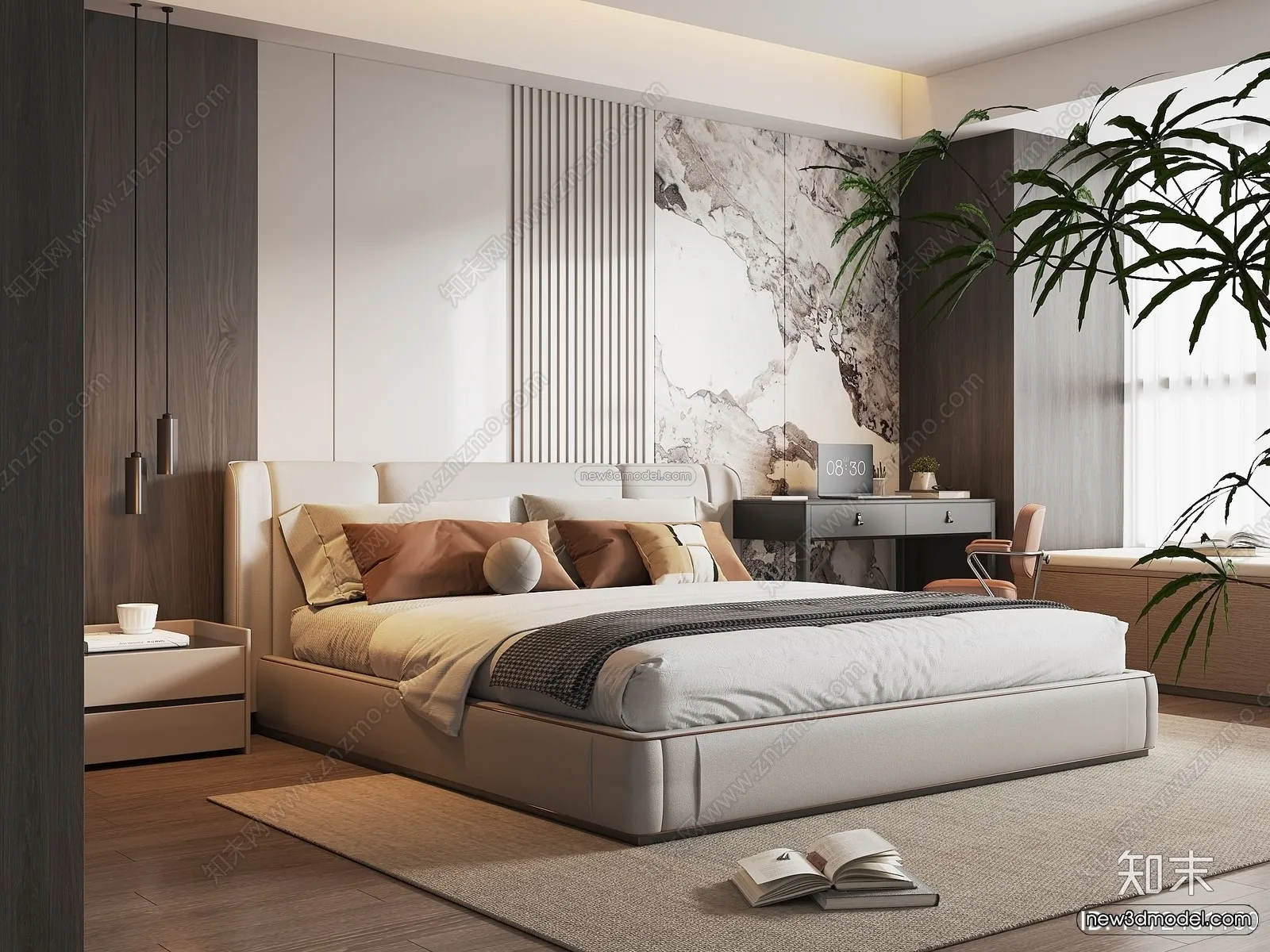 Modern Style Interior 3D Blocks and 3D Models - Bedroom 3D Scene - 550