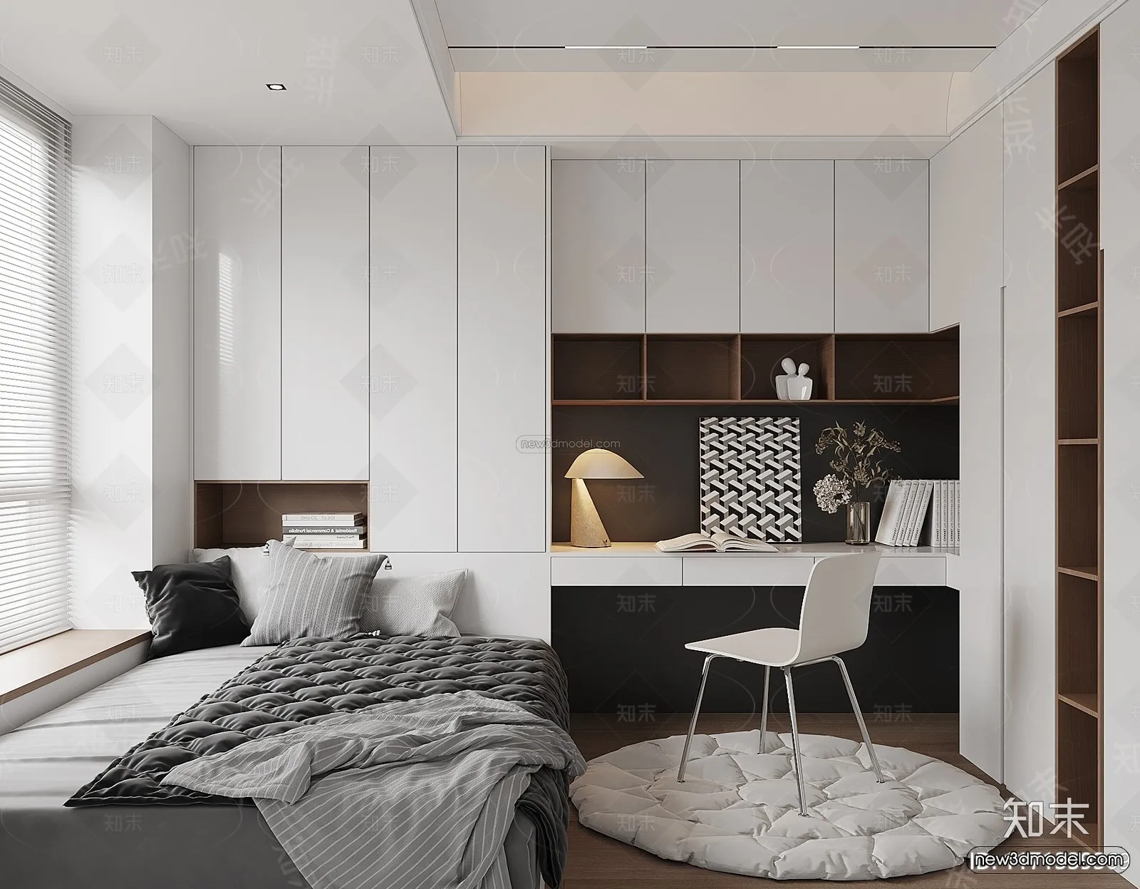 Modern Style Interior 3D Blocks and 3D Models - Bedroom 3D Scene - 555