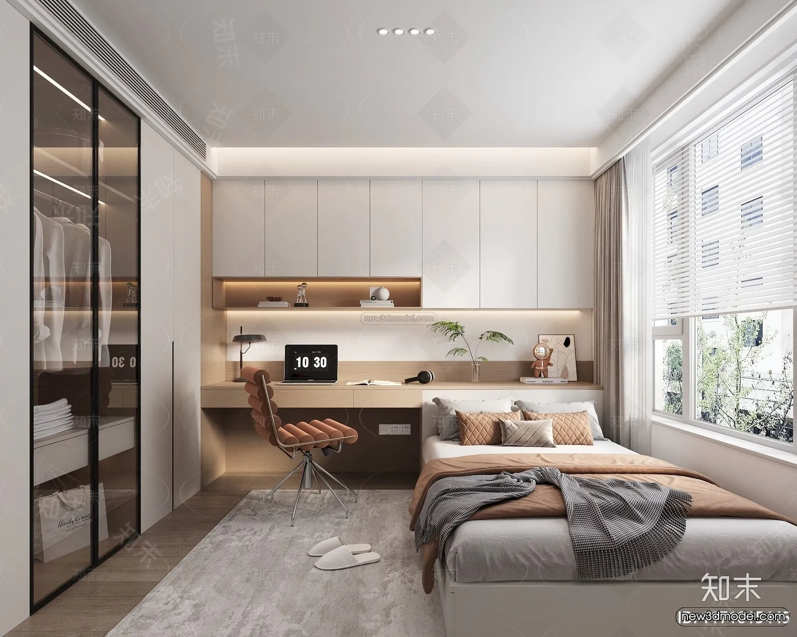 Modern Style Interior 3D Blocks and 3D Models - Bedroom 3D Scene - 556