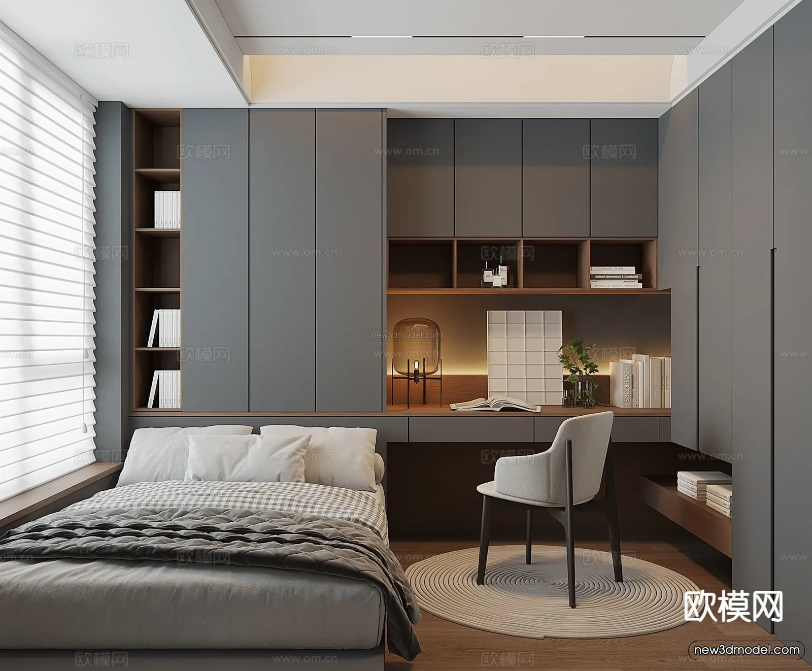 Modern Style Interior 3D Blocks and 3D Models - Bedroom 3D Scene - 559