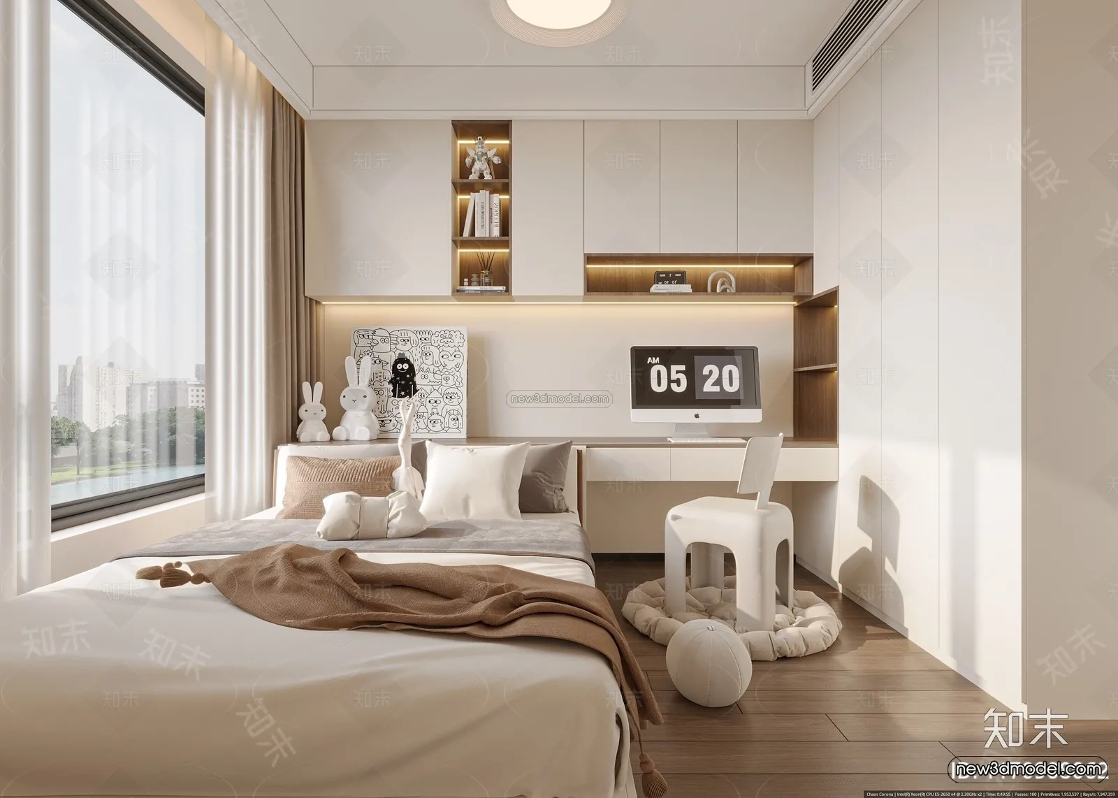 Modern Style Interior 3D Blocks and 3D Models - Bedroom 3D Scene - 561