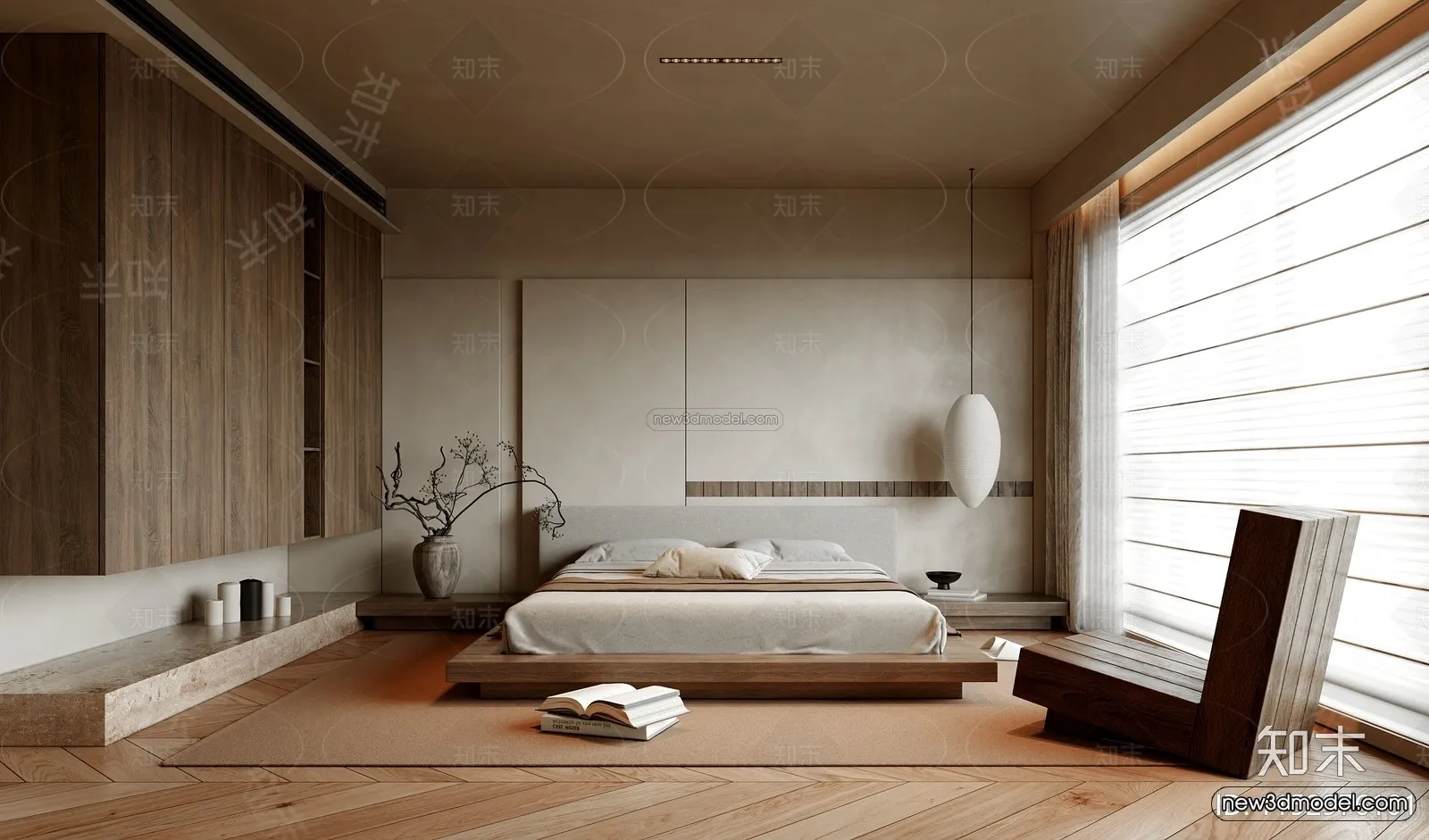 Modern Style Interior 3D Blocks and 3D Models - Bedroom 3D Scene - 563