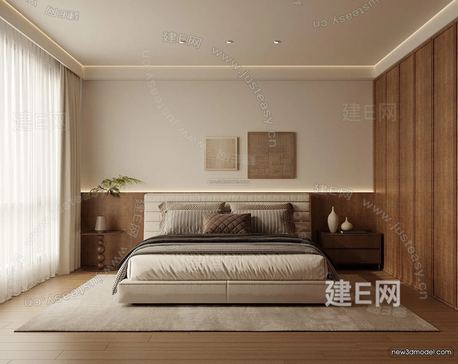 Modern Style Interior 3D Blocks and 3D Models - Bedroom 3D Scene - 564