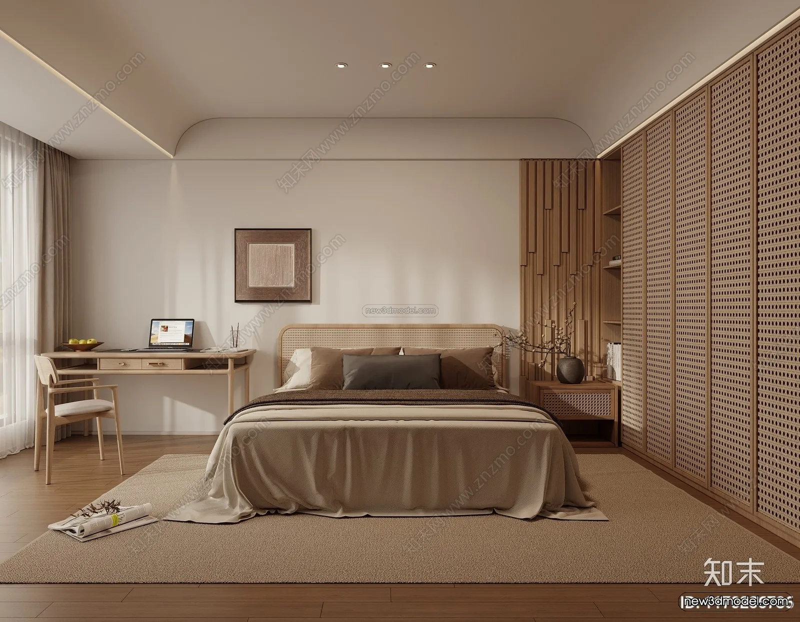 Modern Style Interior 3D Blocks and 3D Models - Bedroom 3D Scene - 566