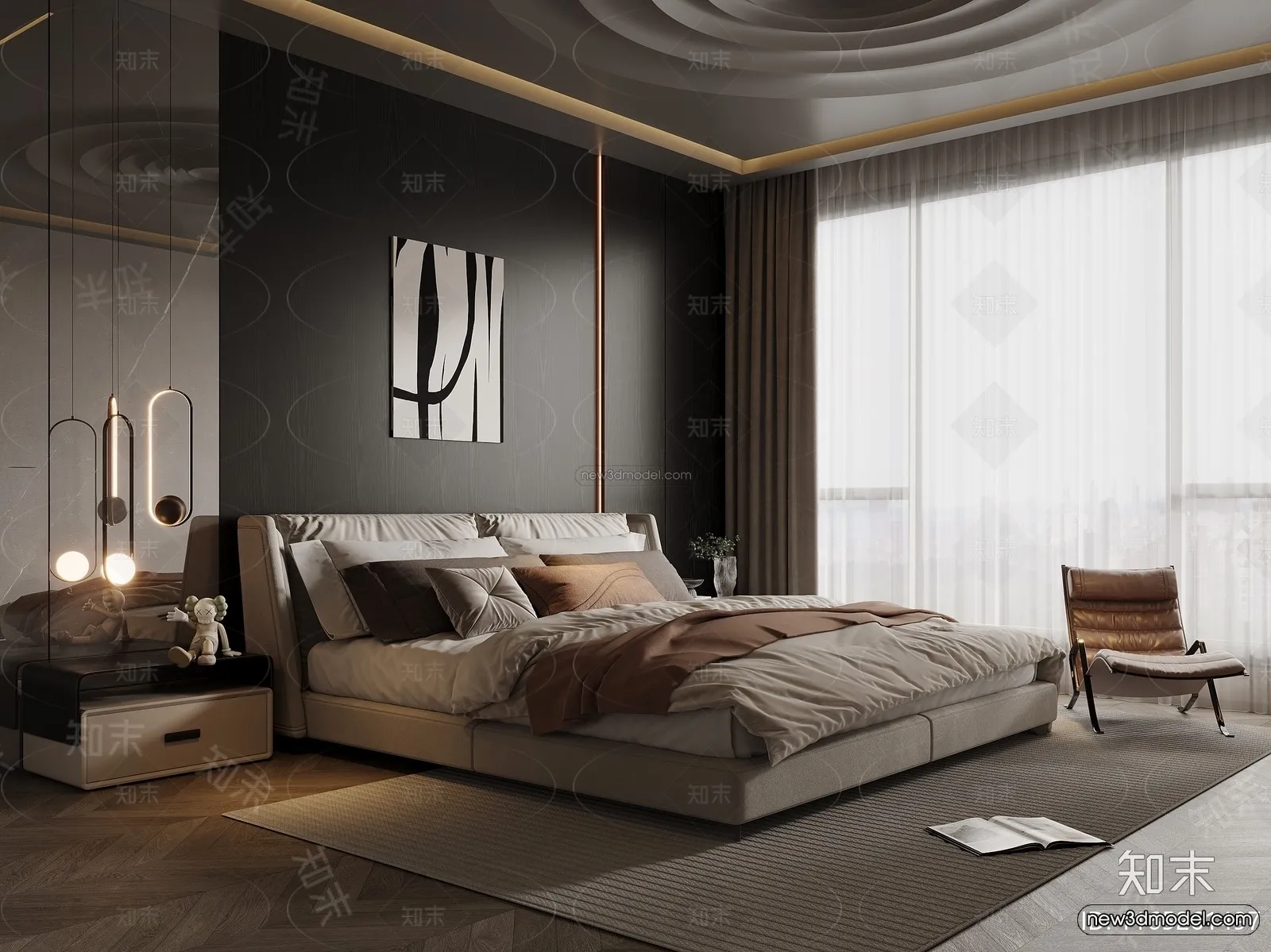 Modern Style Interior 3D Blocks and 3D Models - Bedroom 3D Scene - 569