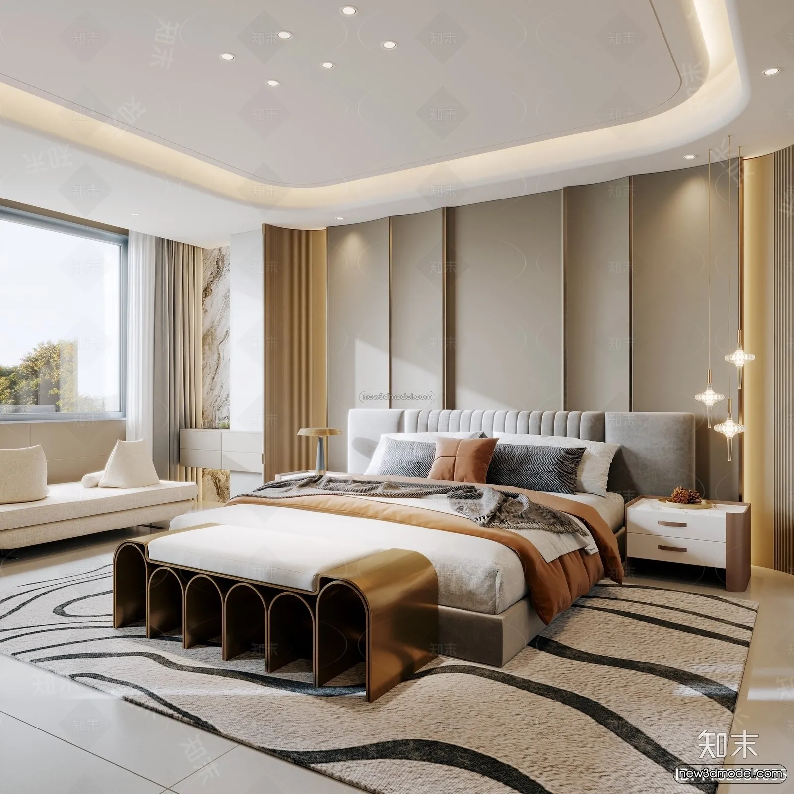 Modern Style Interior 3D Blocks and 3D Models - Bedroom 3D Scene - 571