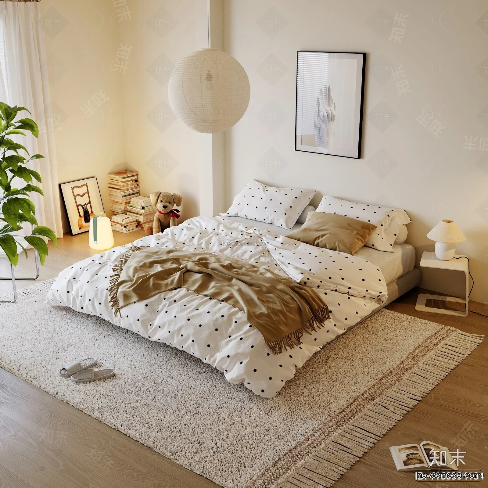 Modern Style Interior 3D Blocks and 3D Models - Bedroom 3D Scene - 573