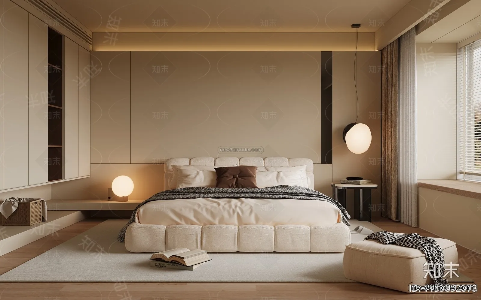 Modern Style Interior 3D Blocks and 3D Models - Bedroom 3D Scene - 574