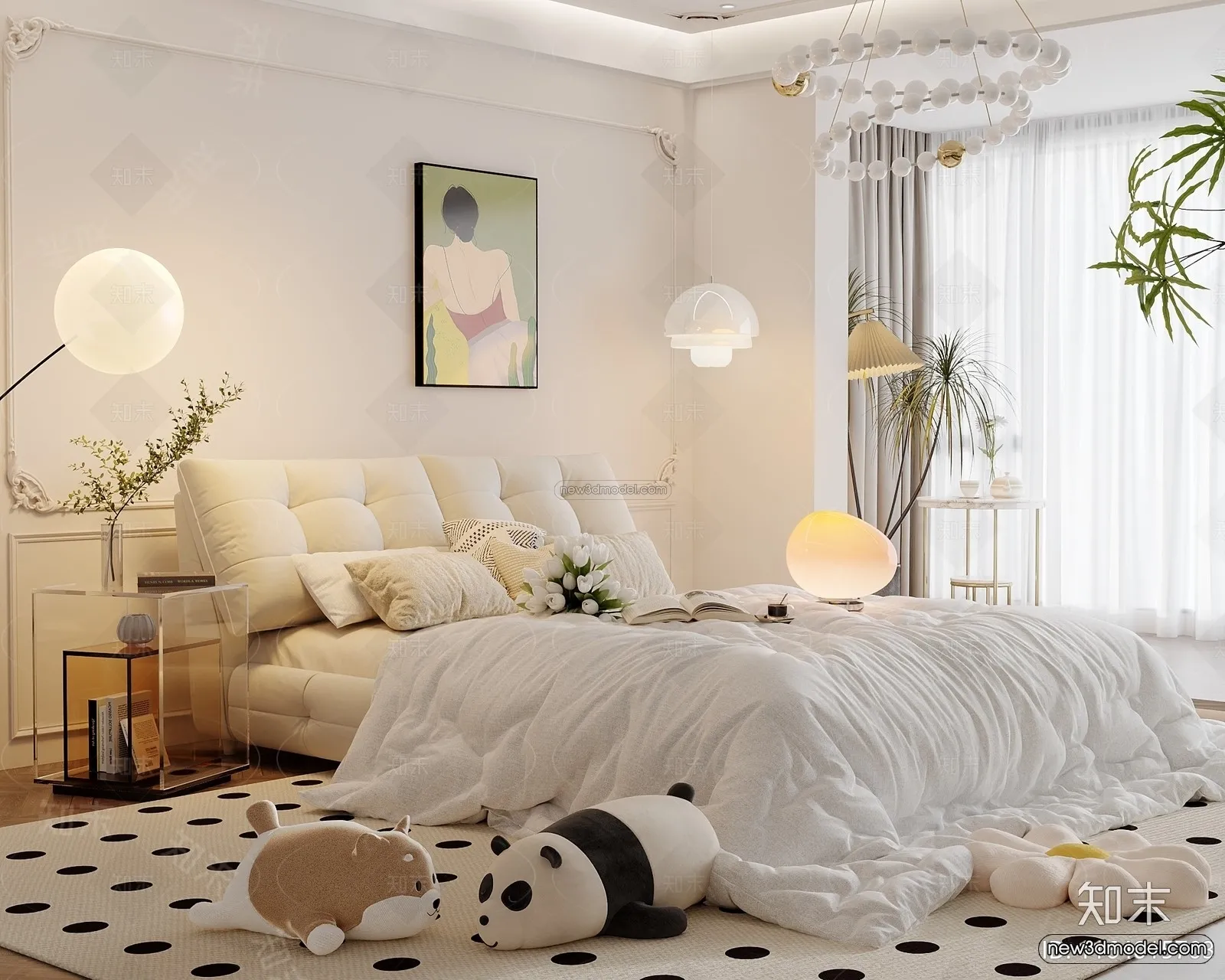 Modern Style Interior 3D Blocks and 3D Models - Bedroom 3D Scene - 575