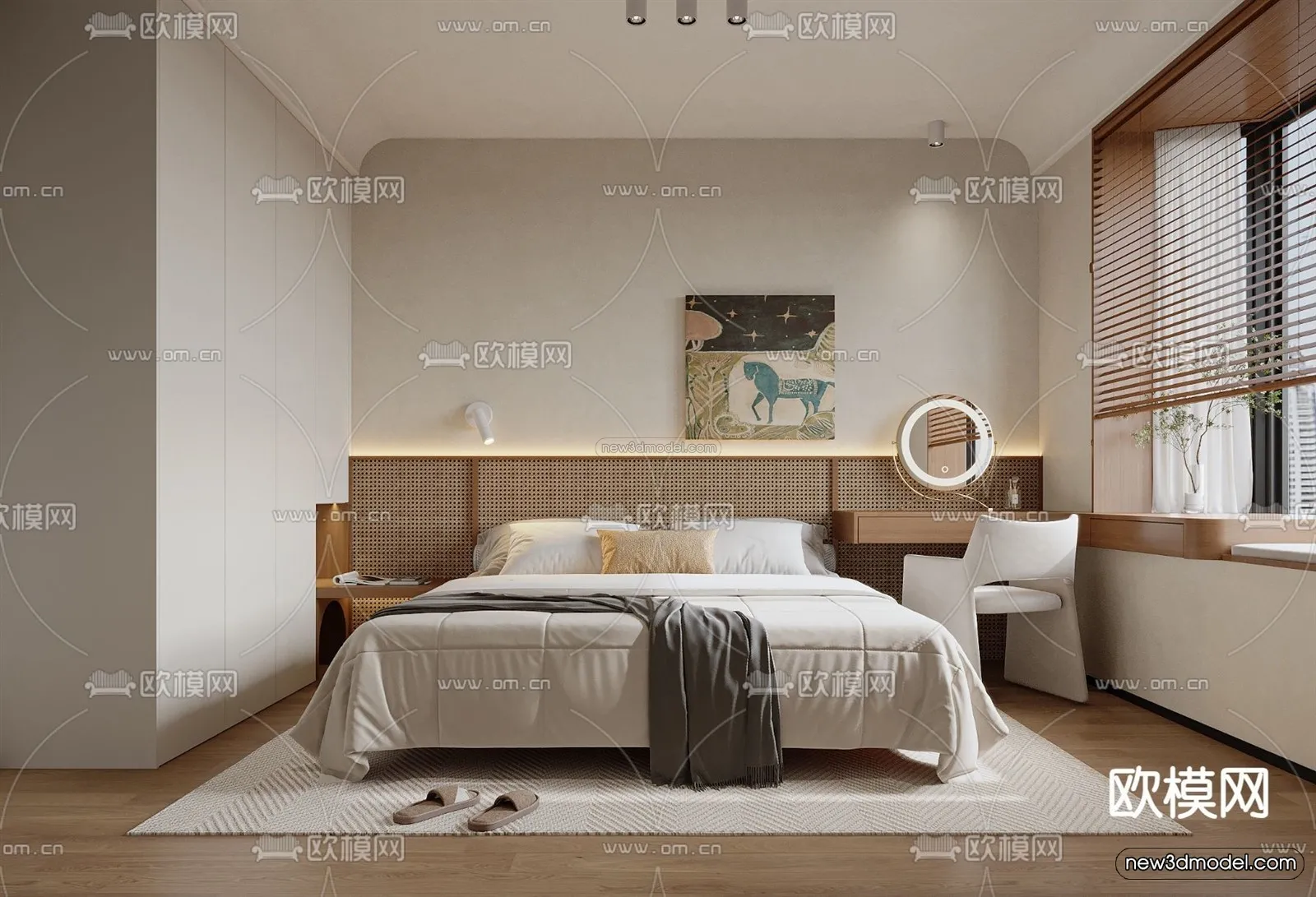 Modern Style Interior 3D Blocks and 3D Models - Bedroom 3D Scene - 576