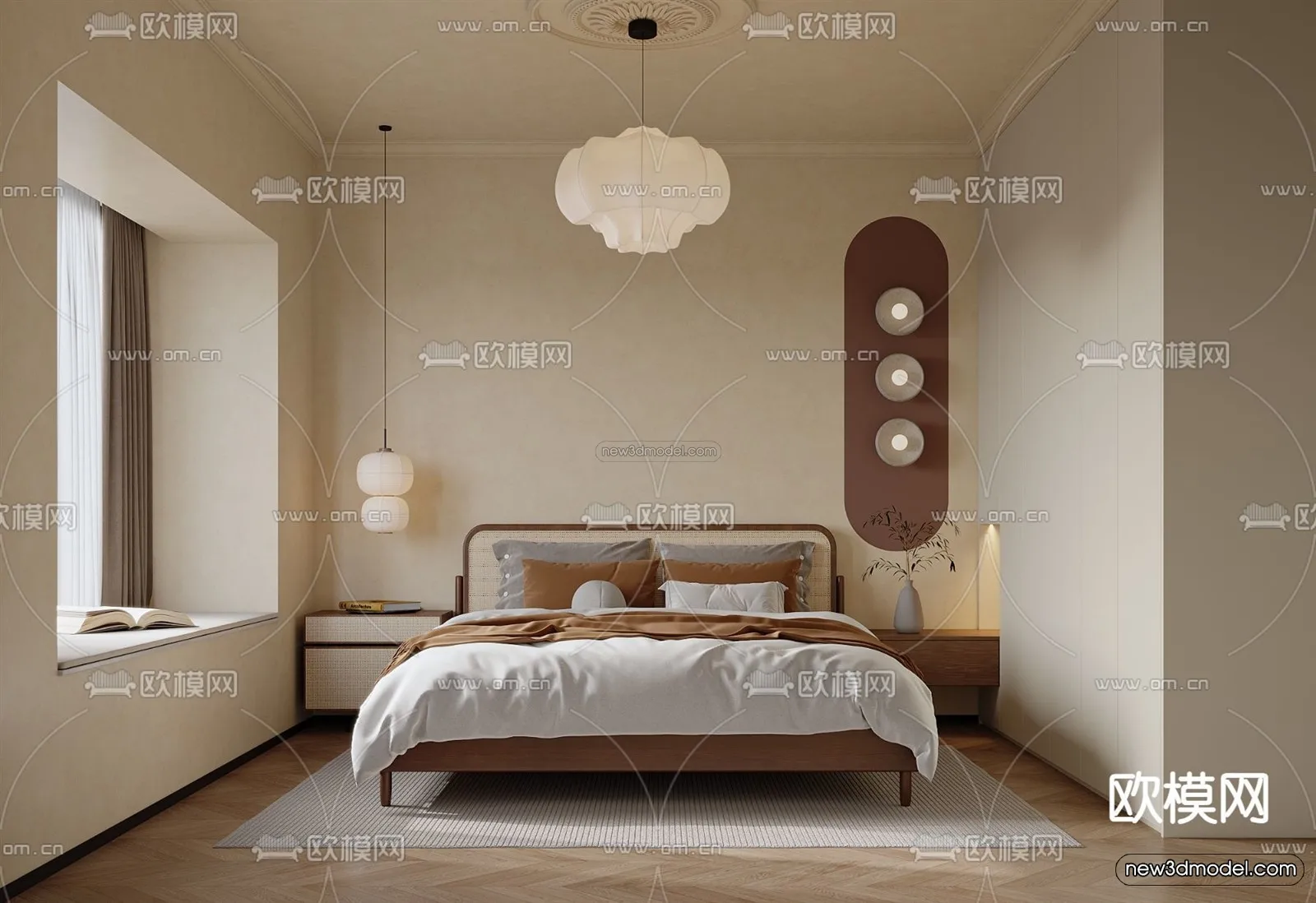 Modern Style Interior 3D Blocks and 3D Models - Bedroom 3D Scene - 579