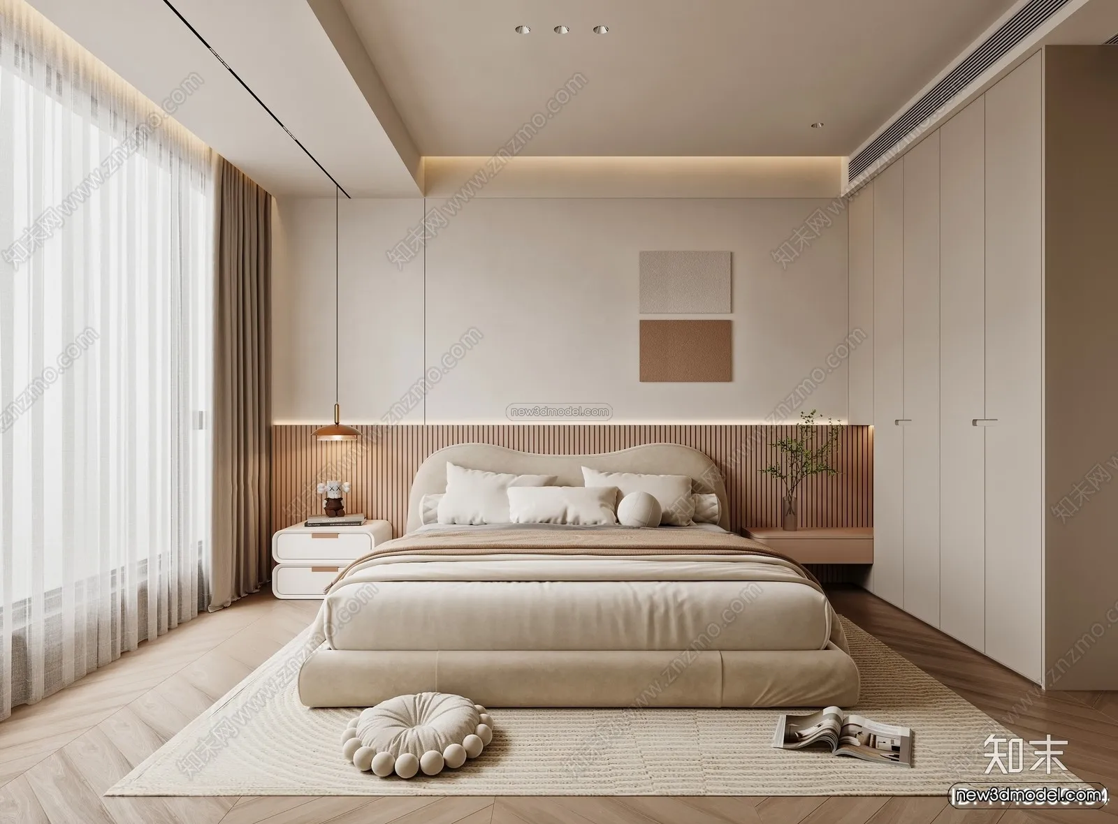 Modern Style Interior 3D Blocks and 3D Models - Bedroom 3D Scene - 586