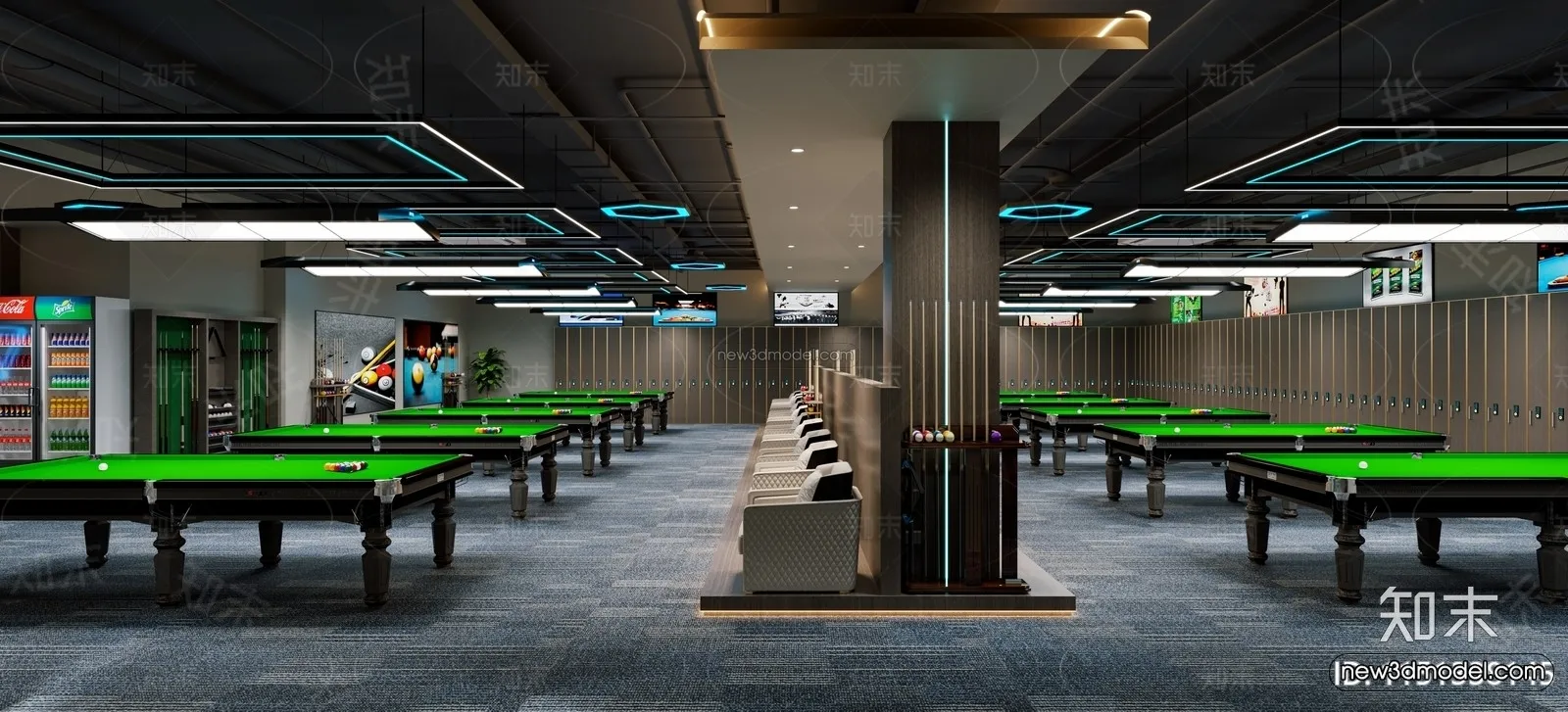 Modern Style Interior 3D Blocks and 3D Models - Billard 3D Scene - 772