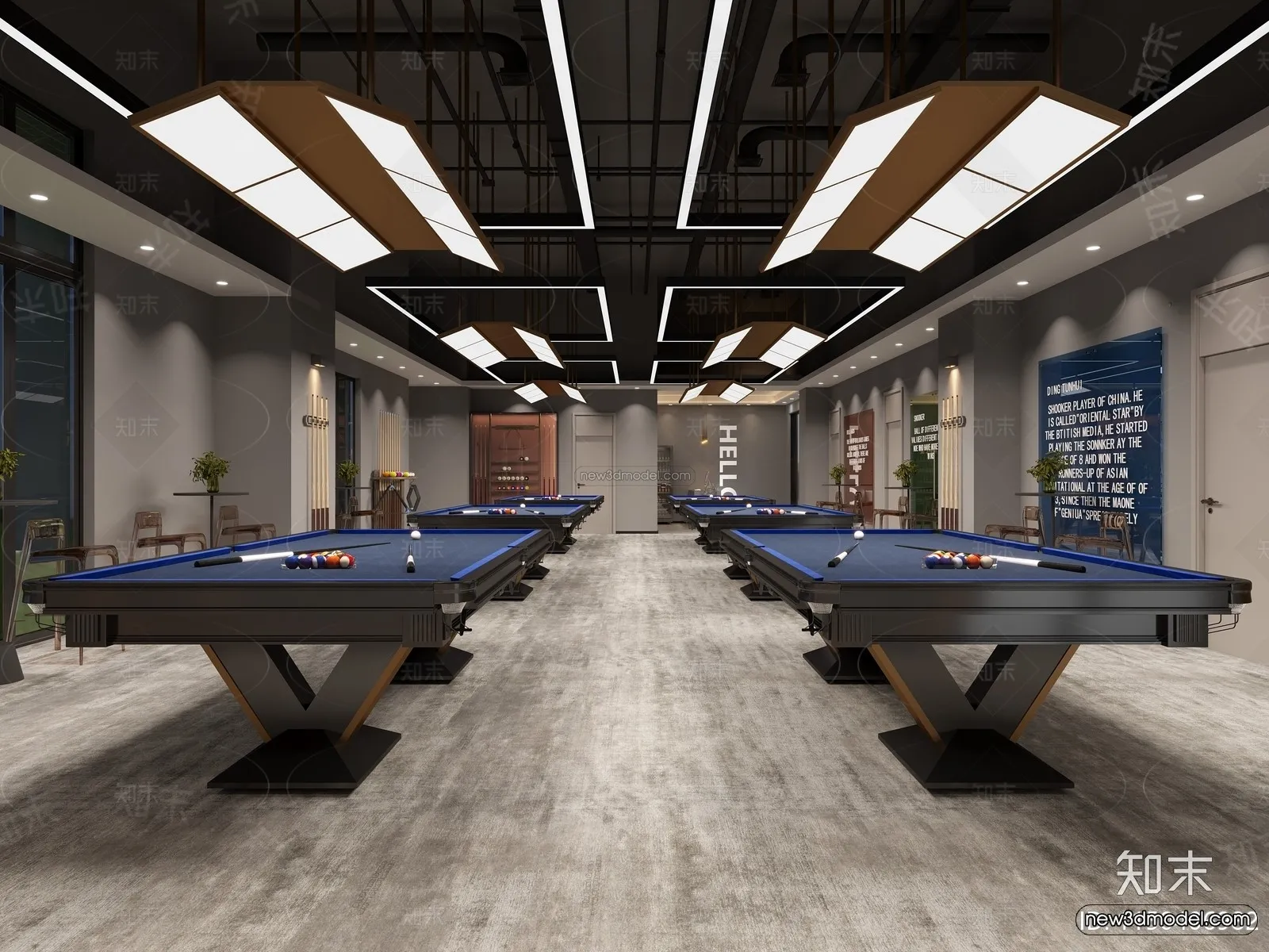 Modern Style Interior 3D Blocks and 3D Models - Billard 3D Scene - 775
