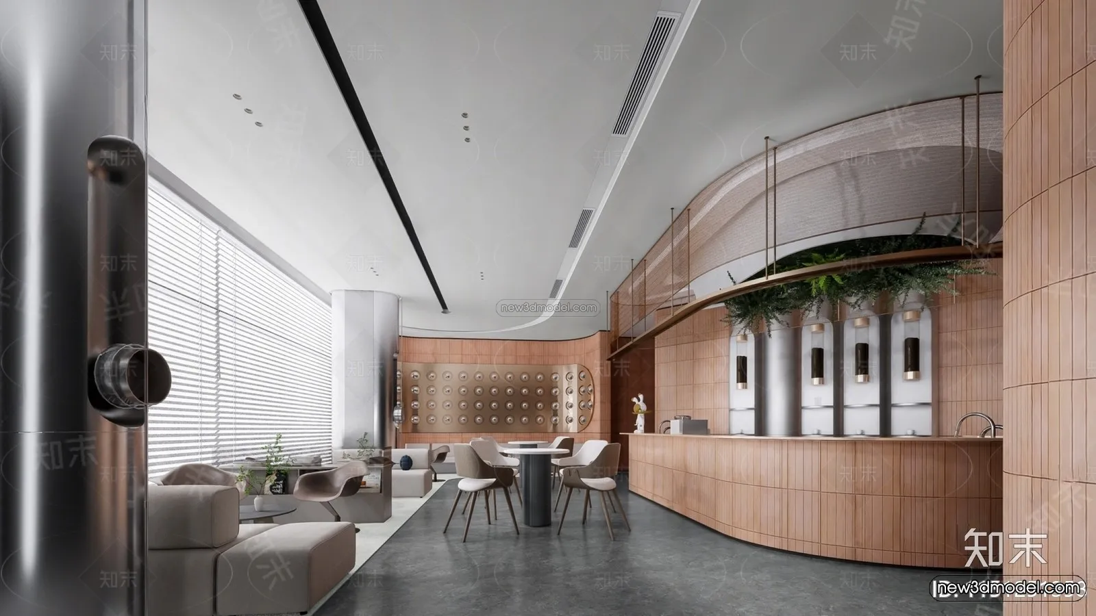 Modern Style Interior 3D Blocks and 3D Models - Coffee Shop 3D Scene - 811