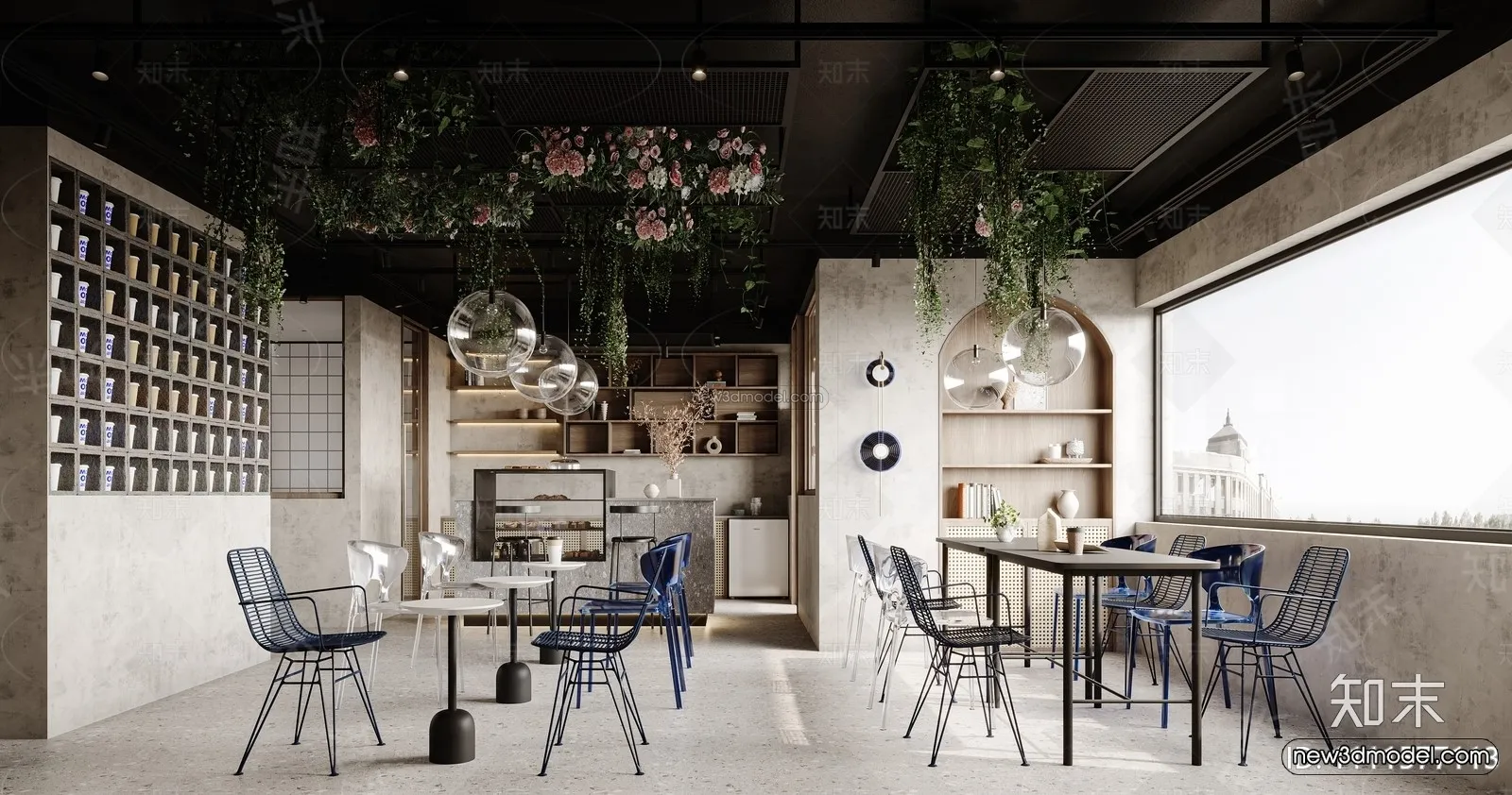 Modern Style Interior 3D Blocks and 3D Models - Coffee Shop 3D Scene - 818