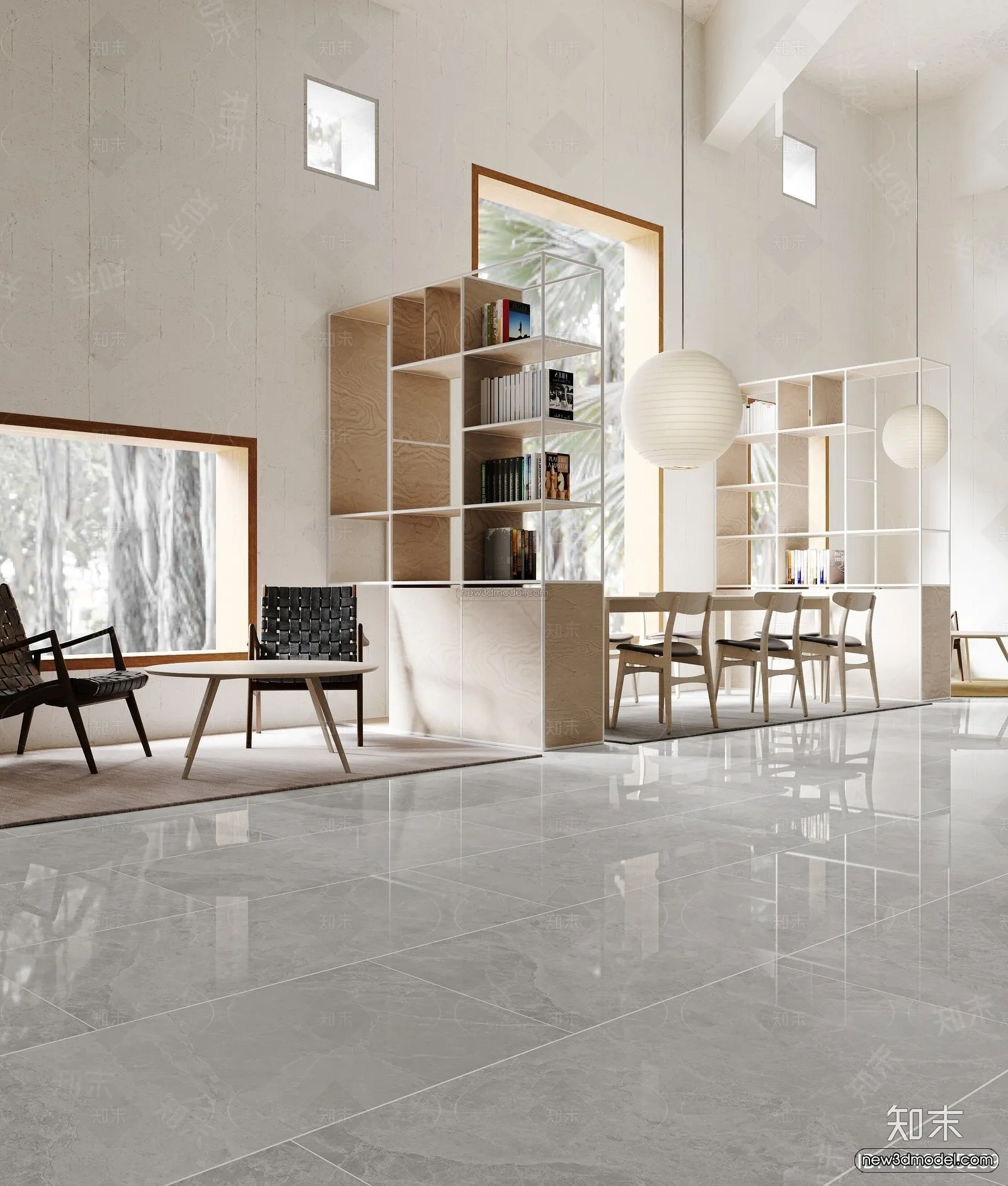 Modern Style Interior 3D Blocks and 3D Models - Coffee Shop 3D Scene - 820