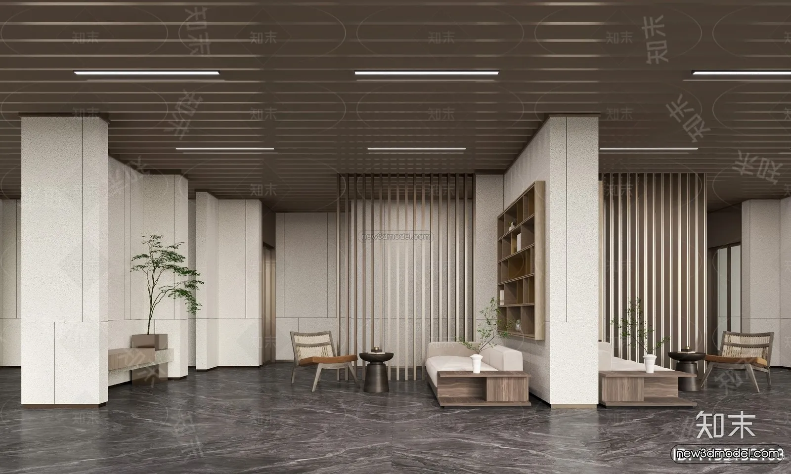 Modern Style Interior 3D Blocks and 3D Models - Coffee Shop 3D Scene - 825