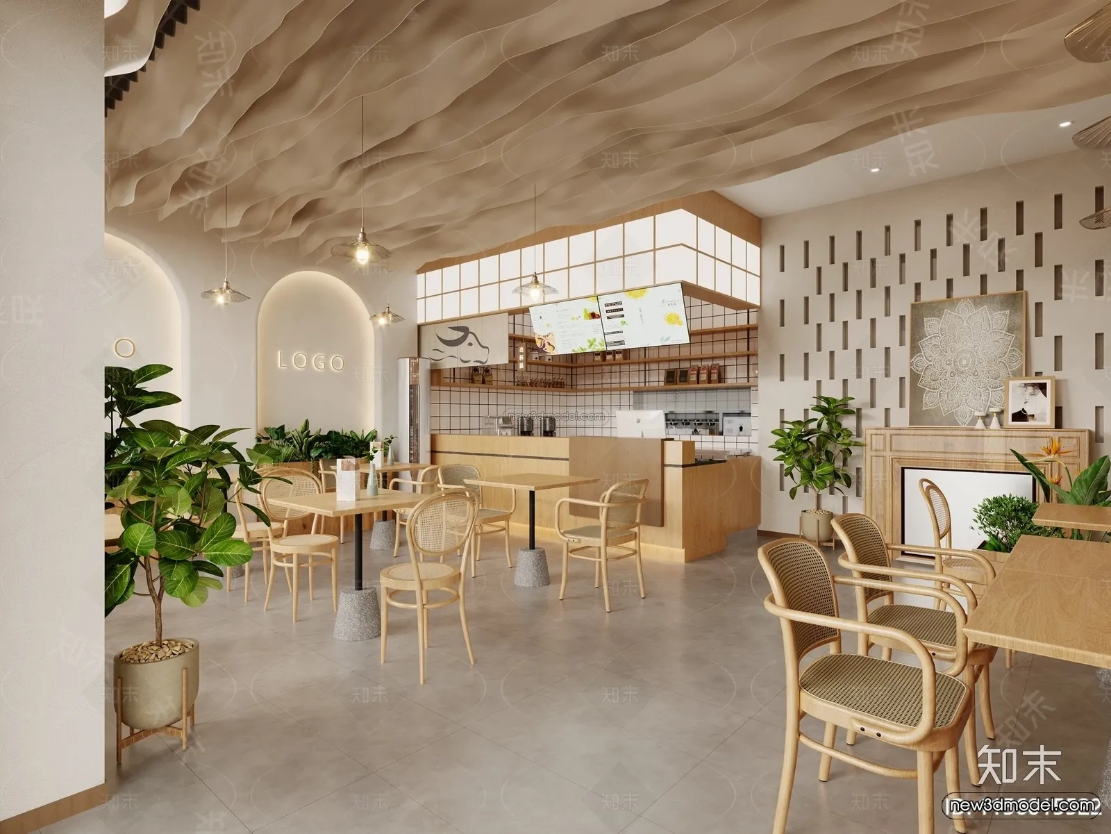 Modern Style Interior 3D Blocks and 3D Models - Coffee Shop 3D Scene - 831