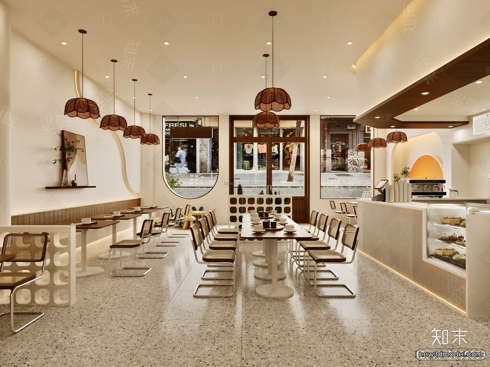 Modern Style Interior 3D Blocks and 3D Models - Coffee Shop 3D Scene - 832