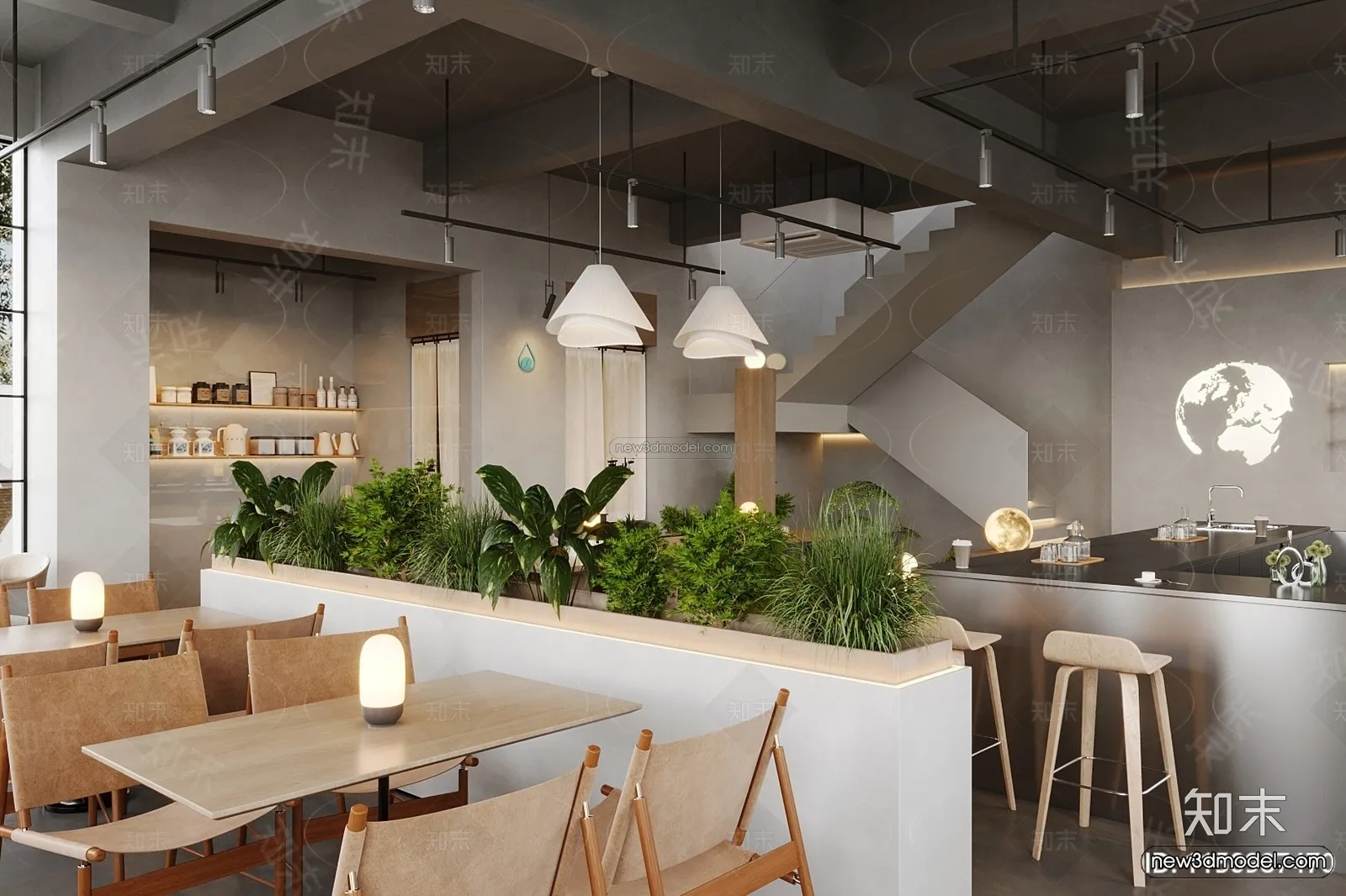 Modern Style Interior 3D Blocks and 3D Models - Coffee Shop 3D Scene - 840