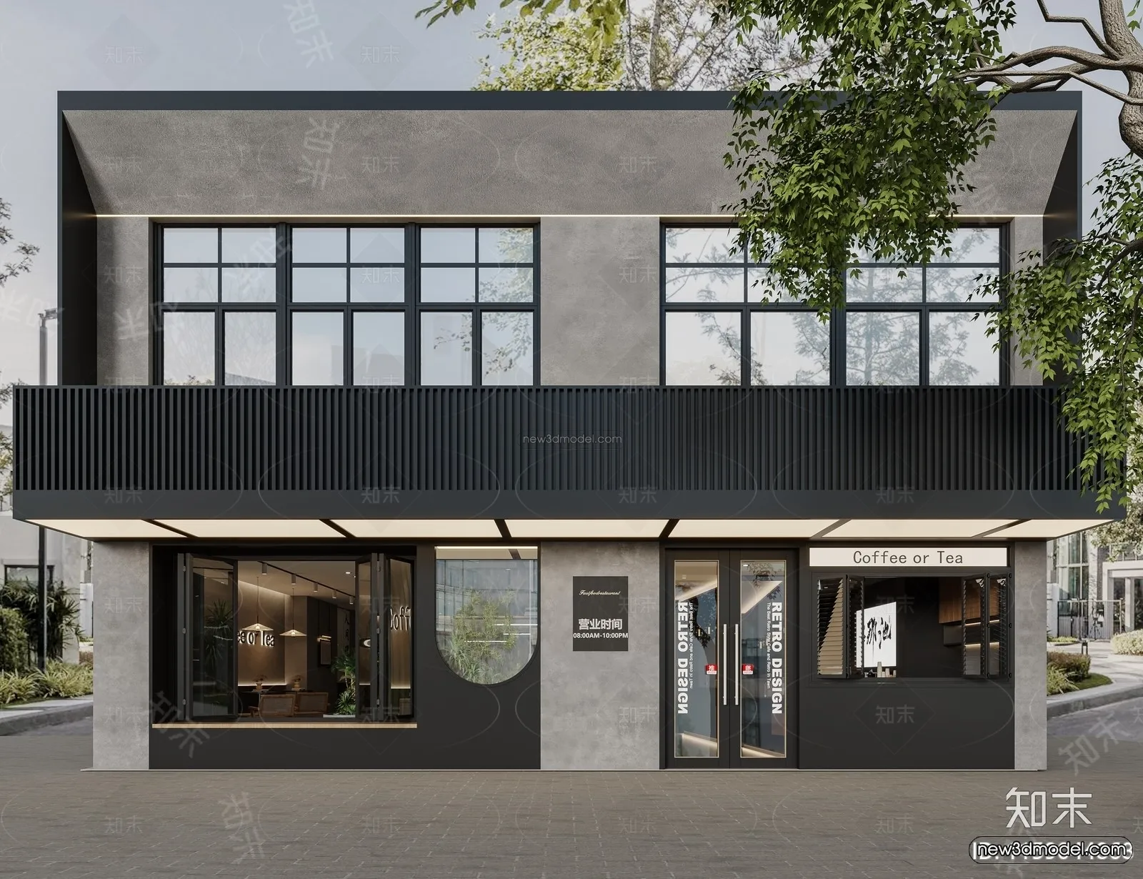 Modern Style Interior 3D Blocks and 3D Models - Coffee Shop 3D Scene - 843