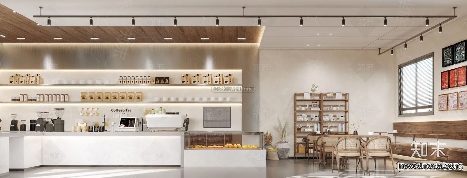 Modern Style Interior 3D Blocks and 3D Models - Coffee Shop 3D Scene - 844