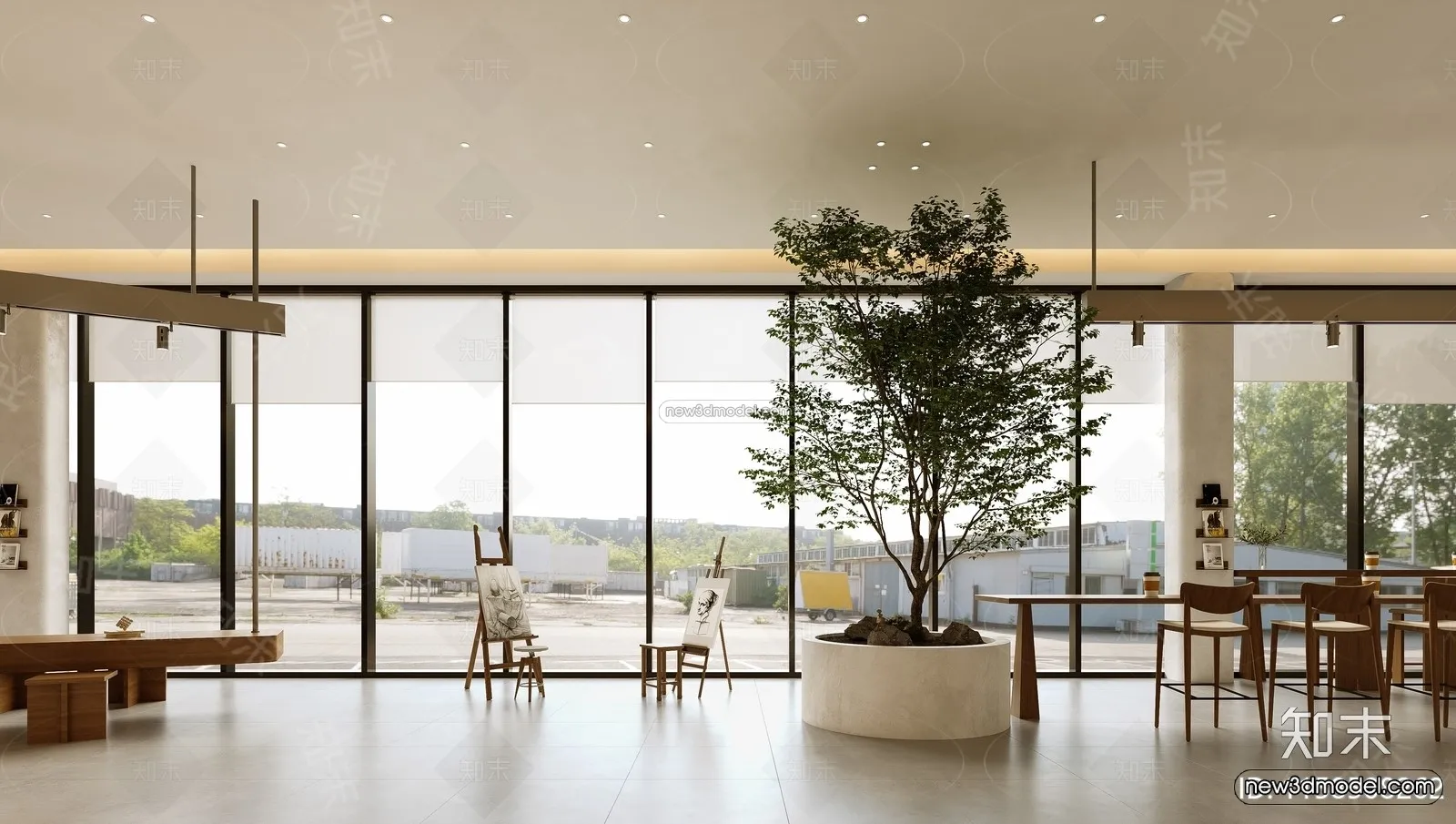 Modern Style Interior 3D Blocks and 3D Models - Coffee Shop 3D Scene - 845