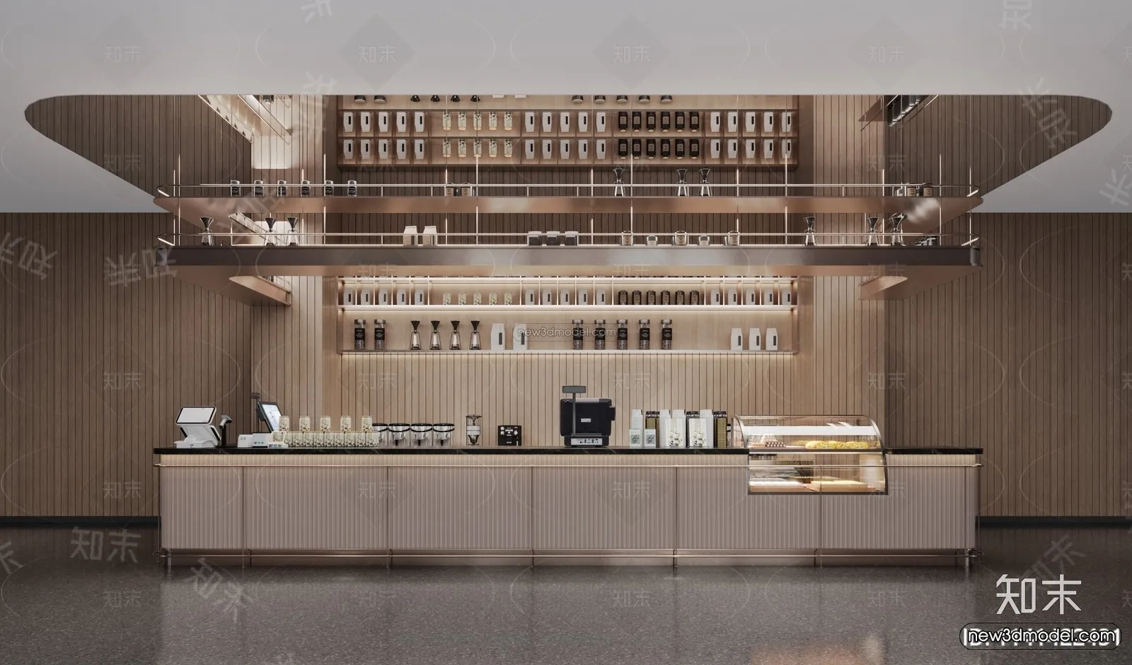 Modern Style Interior 3D Blocks and 3D Models - Coffee Shop 3D Scene - 852