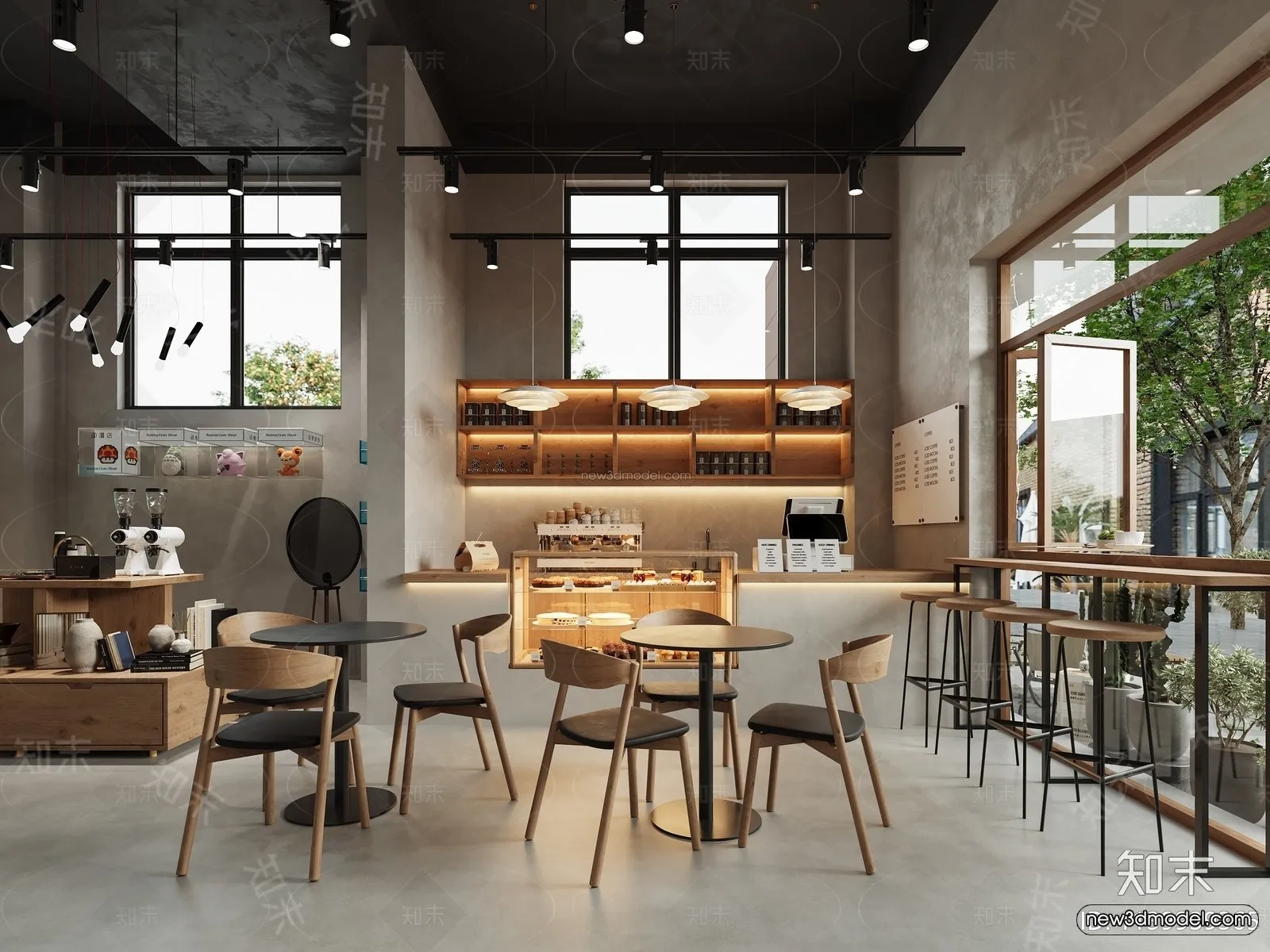 Modern Style Interior 3D Blocks and 3D Models - Coffee Shop 3D Scene - 854
