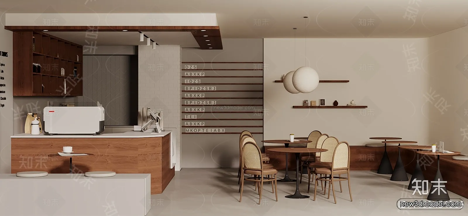 Modern Style Interior 3D Blocks and 3D Models - Coffee Shop 3D Scene - 856