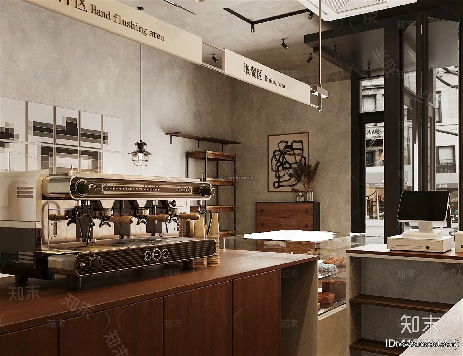 Modern Style Interior 3D Blocks and 3D Models - Coffee Shop 3D Scene - 860