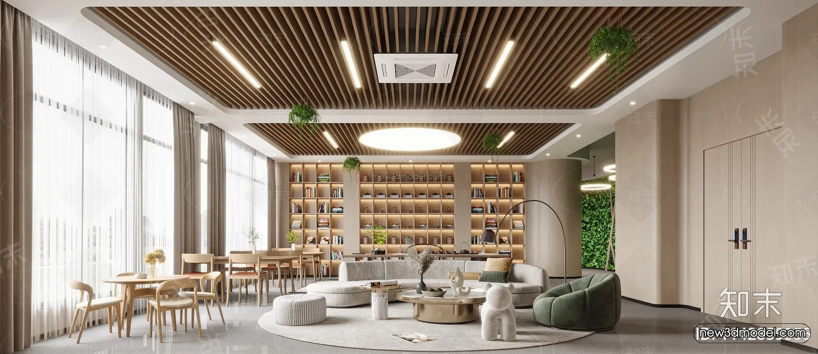 Modern Style Interior 3D Blocks and 3D Models - Coffee Shop 3D Scene - 861