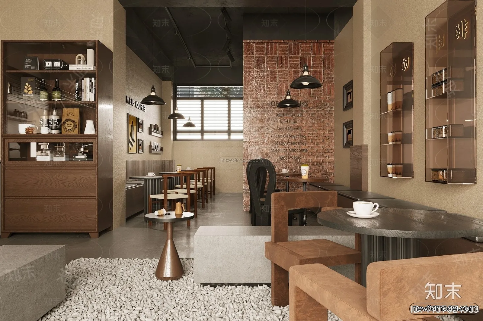 Modern Style Interior 3D Blocks and 3D Models - Coffee Shop 3D Scene - 862
