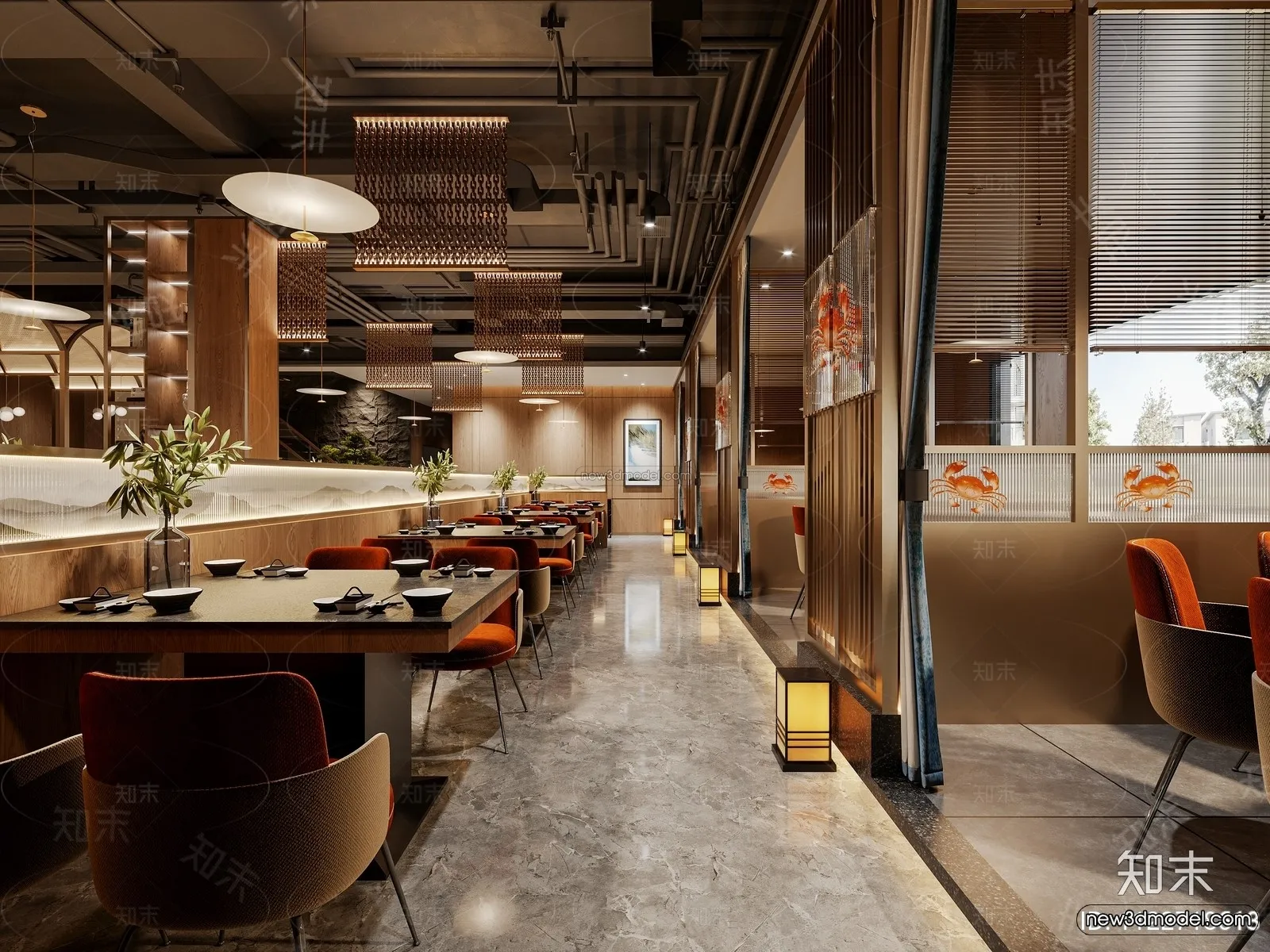 Modern Style Interior 3D Blocks and 3D Models - Coffee Shop 3D Scene - 874