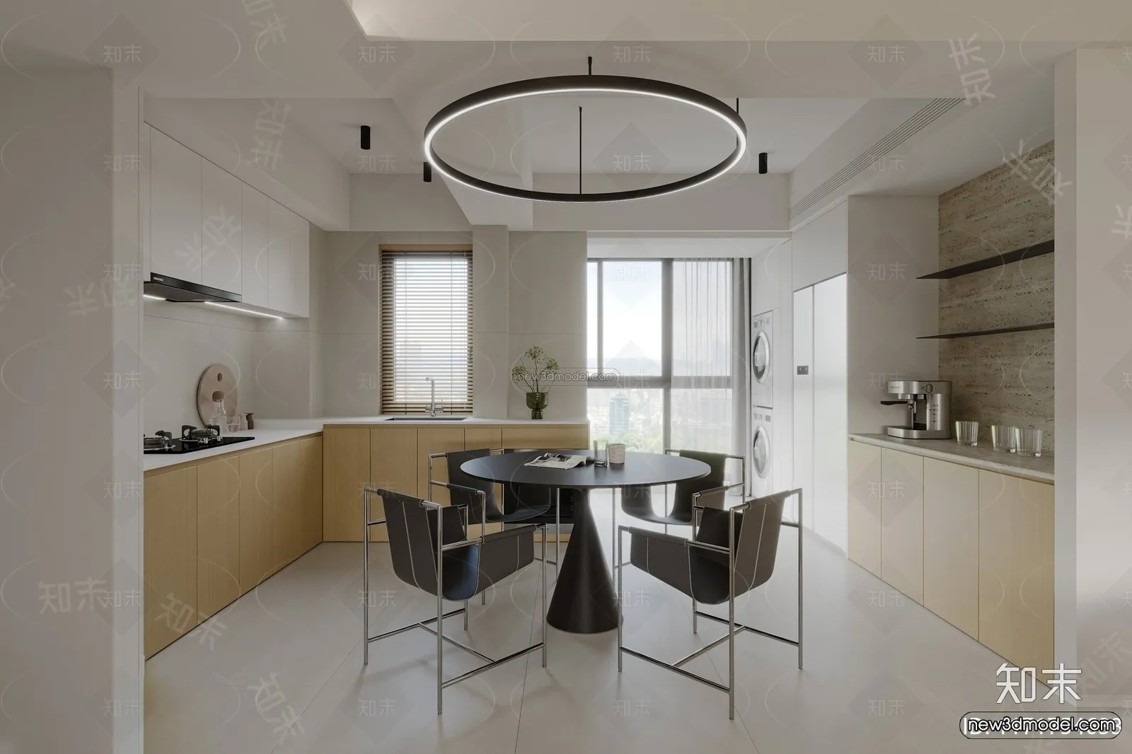 Modern Style Interior 3D Blocks and 3D Models - Dining Room 3D Scene - 592