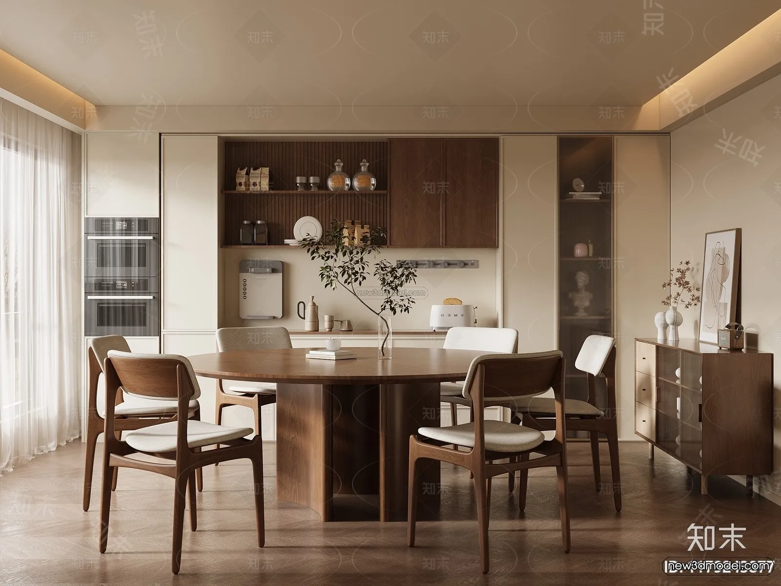 Modern Style Interior 3D Blocks and 3D Models - Dining Room 3D Scene - 602