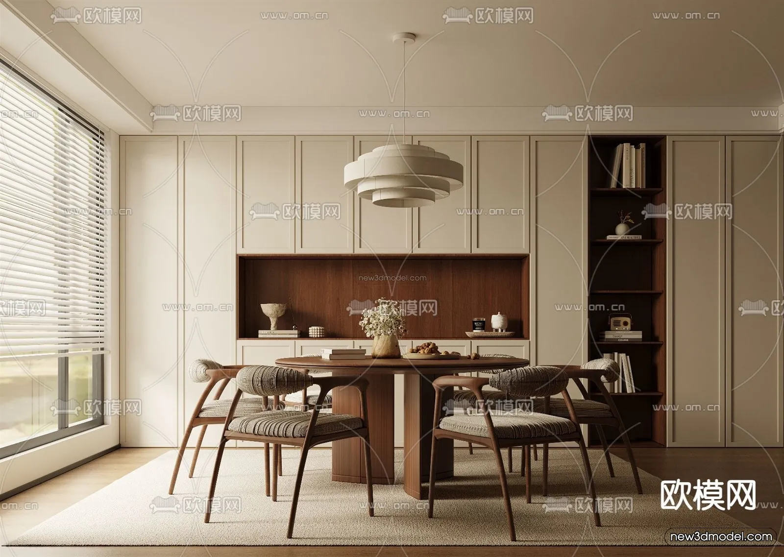 Modern Style Interior 3D Blocks and 3D Models - Dining Room 3D Scene - 603