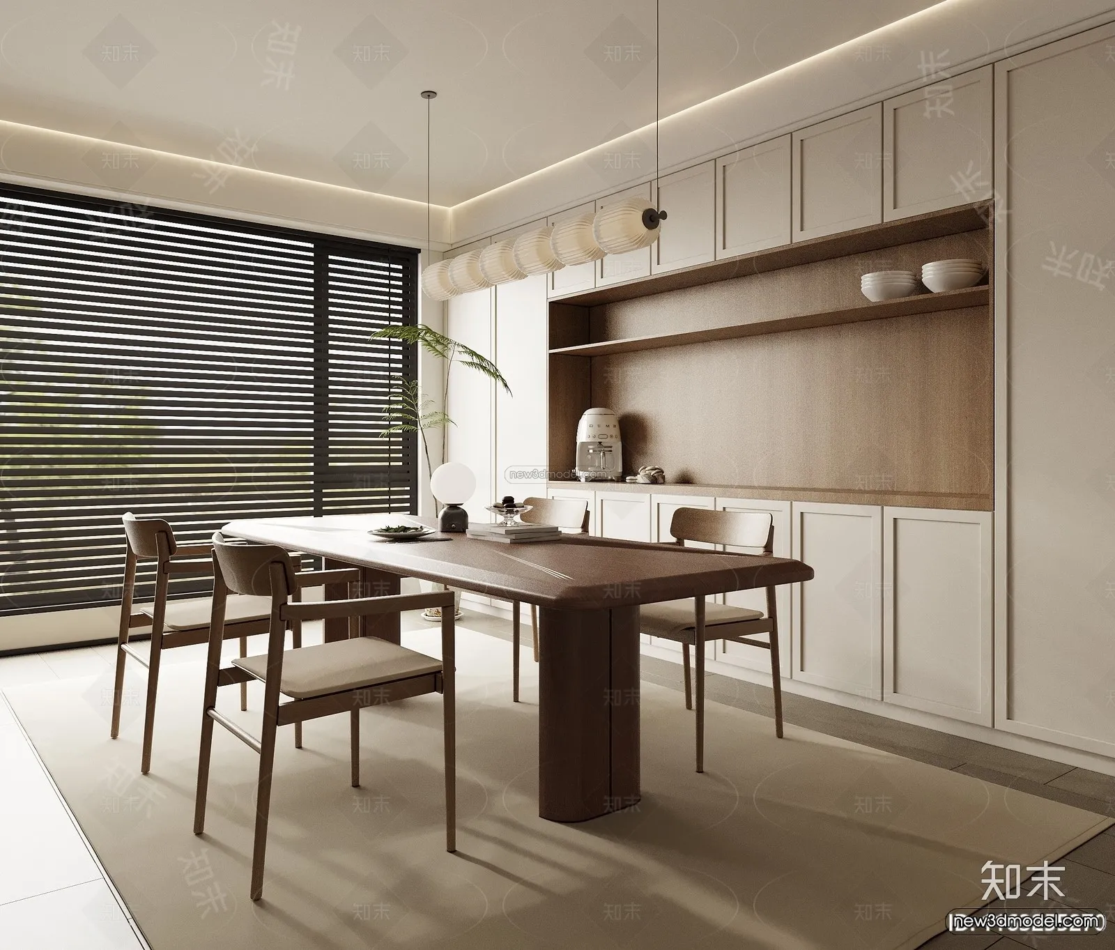 Modern Style Interior 3D Blocks and 3D Models - Dining Room 3D Scene - 604