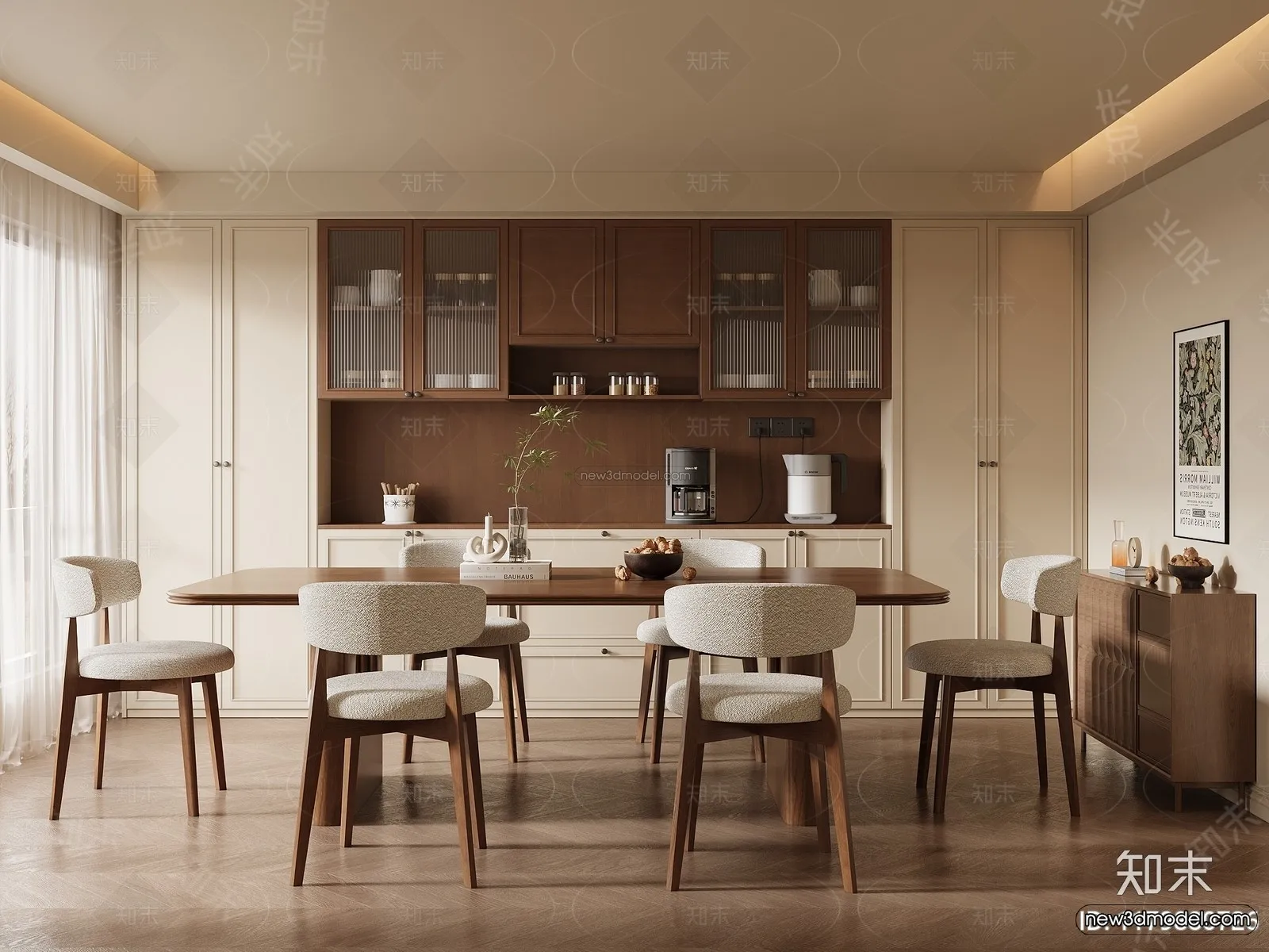 Modern Style Interior 3D Blocks and 3D Models - Dining Room 3D Scene - 613